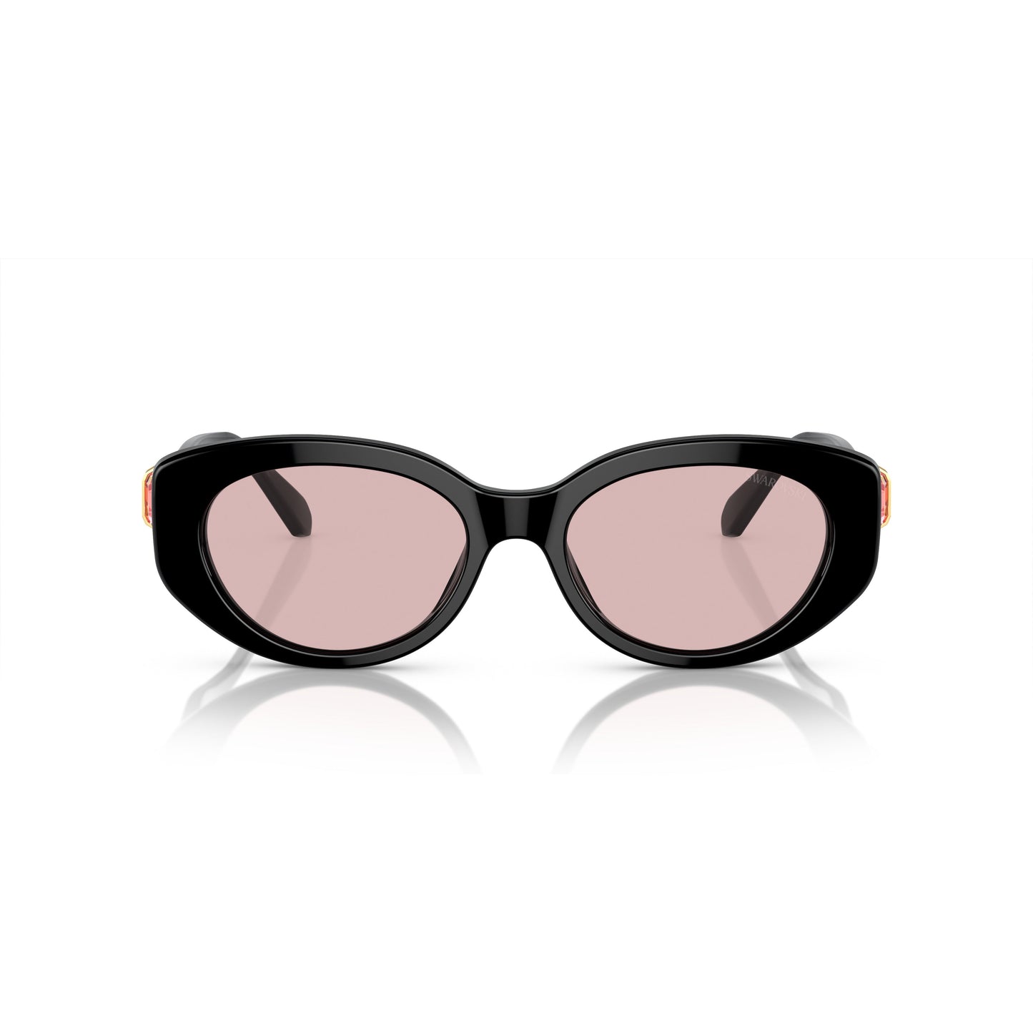 0Sk6002 Oversized Black Acetate Sunglasses with Pink Crystal Accents