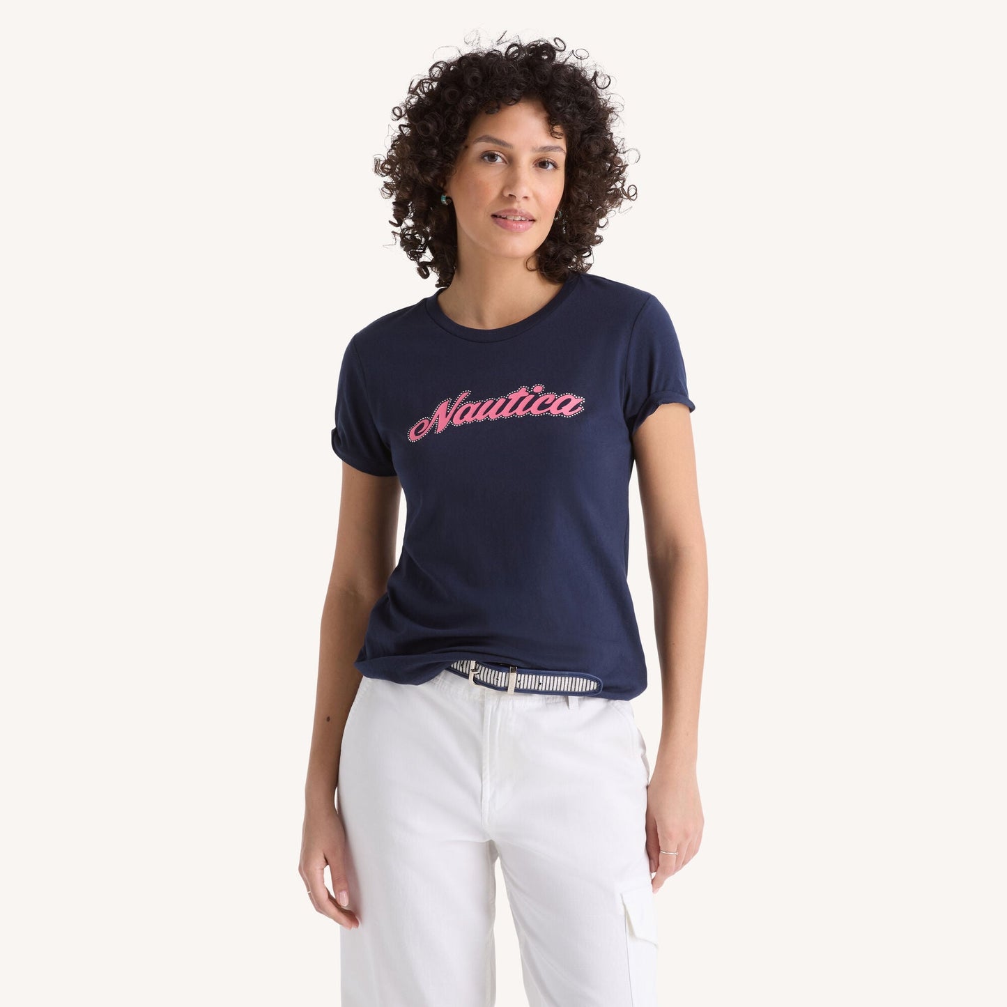 Nautica Womens Foil Heritage Logo Graphic T-Shirt