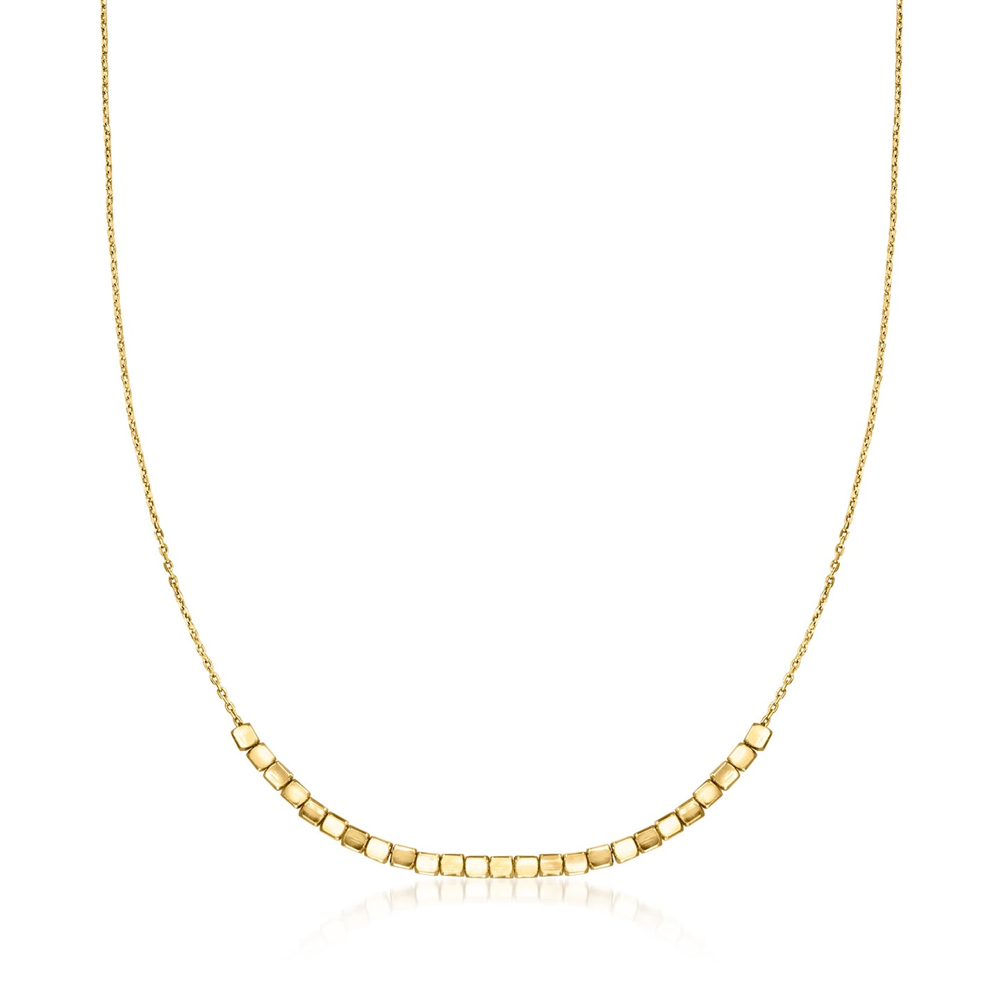RS Pure by Ross-Simons Italian 18kt Gold Over Sterling Square Bead Necklace