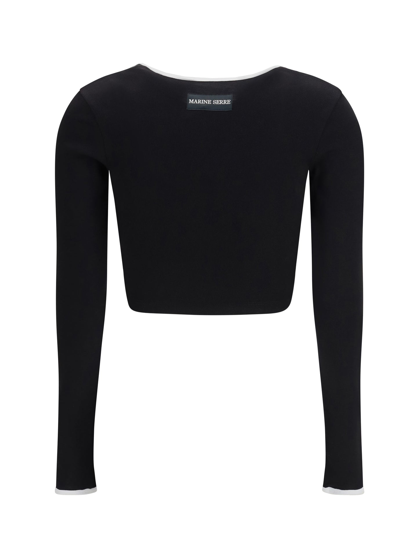 Marine Serre Women Moon Logo Bicolor Jersey Roundneck T-Shirt