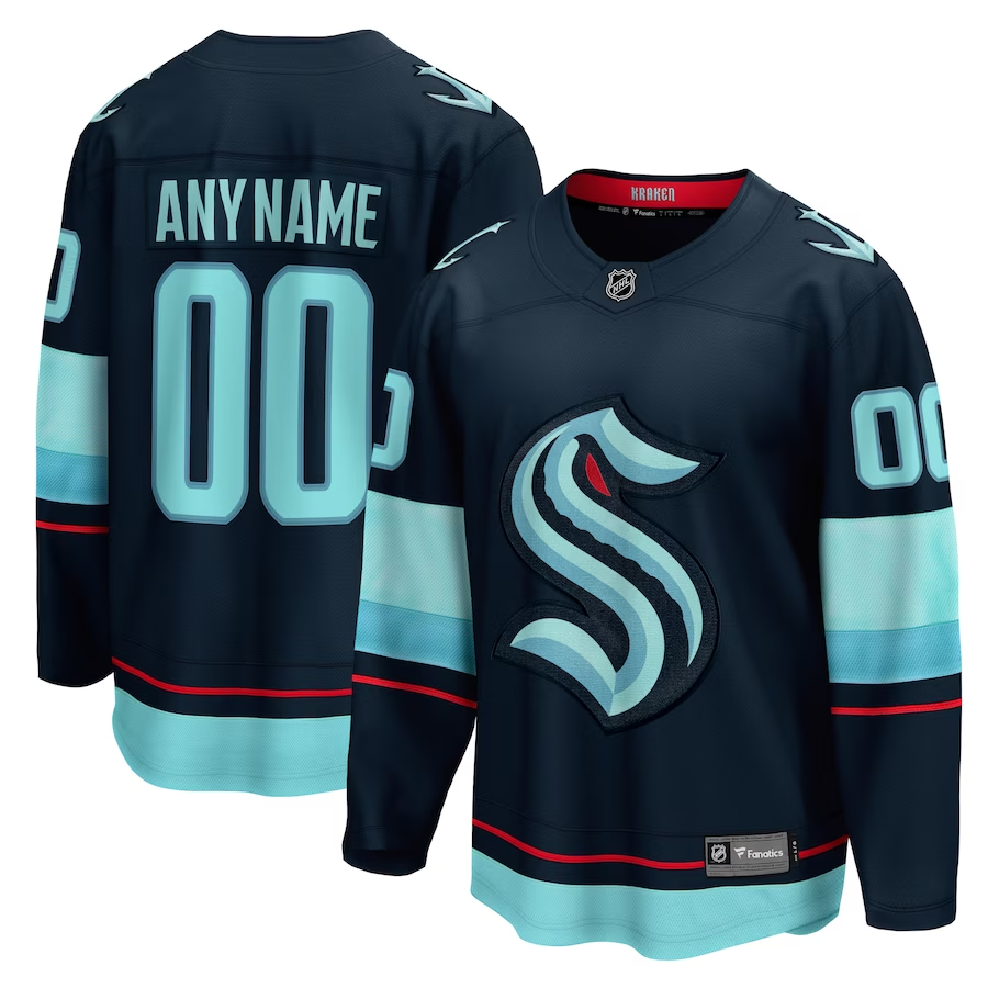 Men's Seattle Kraken Navy Home Breakaway Custom jersey