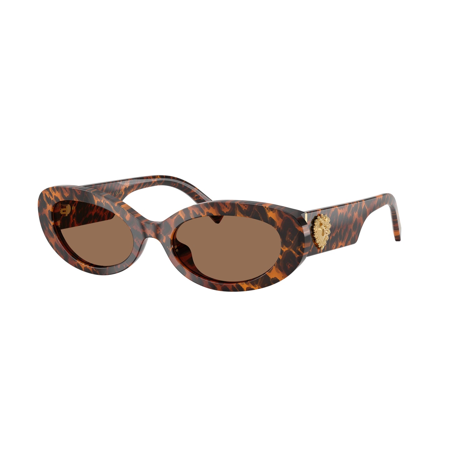 Tortoiseshell Oval Sunglasses With Gold Emblem