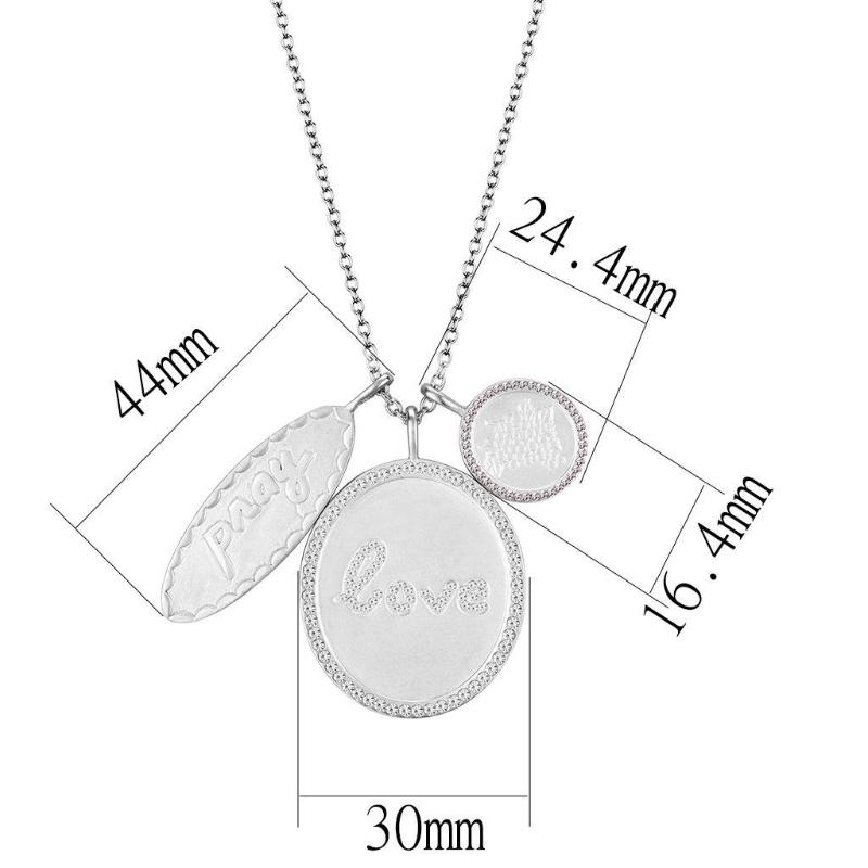Rhodium+Brushed Brass Necklace with Top Grade Crystal in Light Amethyst