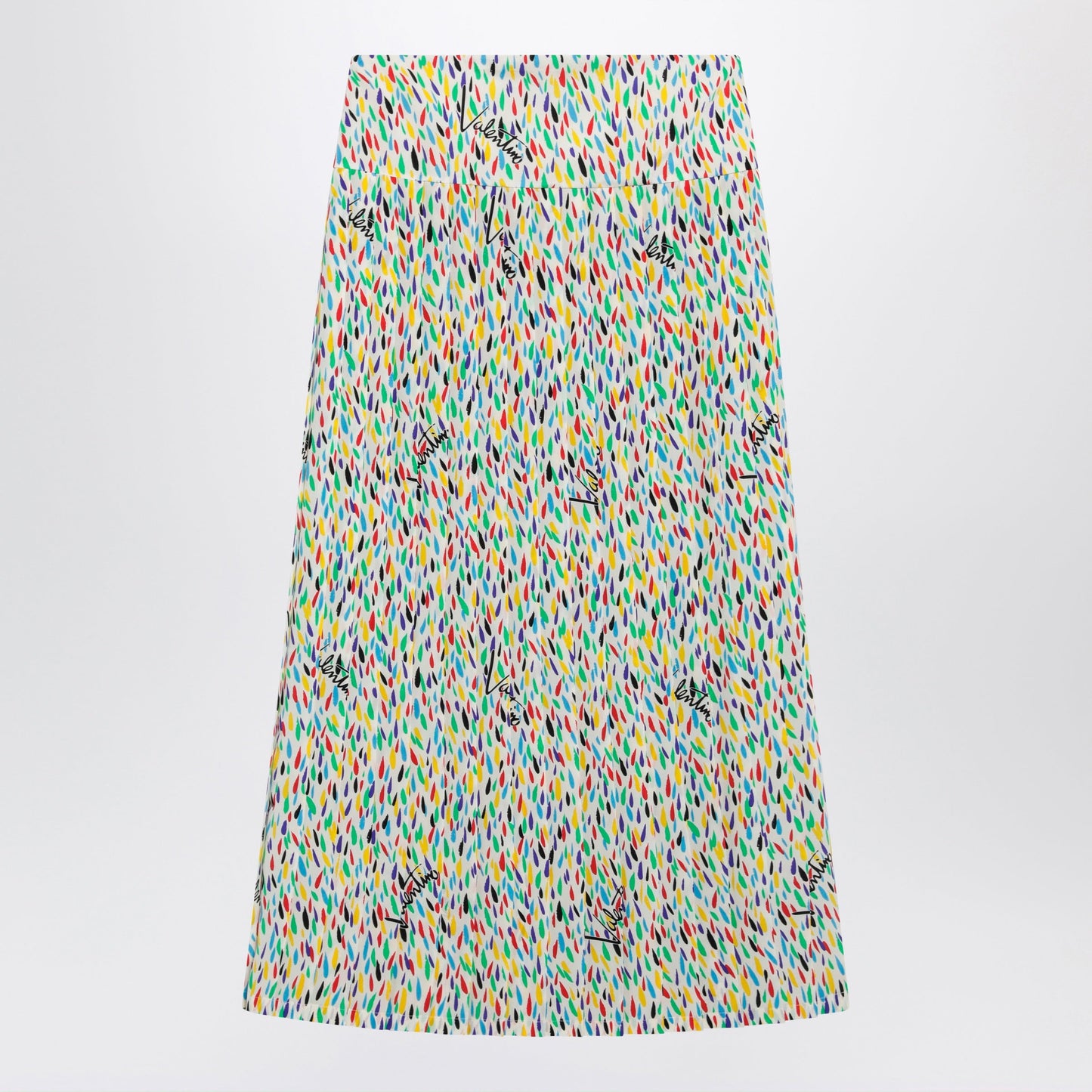 Valentino Multicolored Pleated Silk Midi Skirt Women