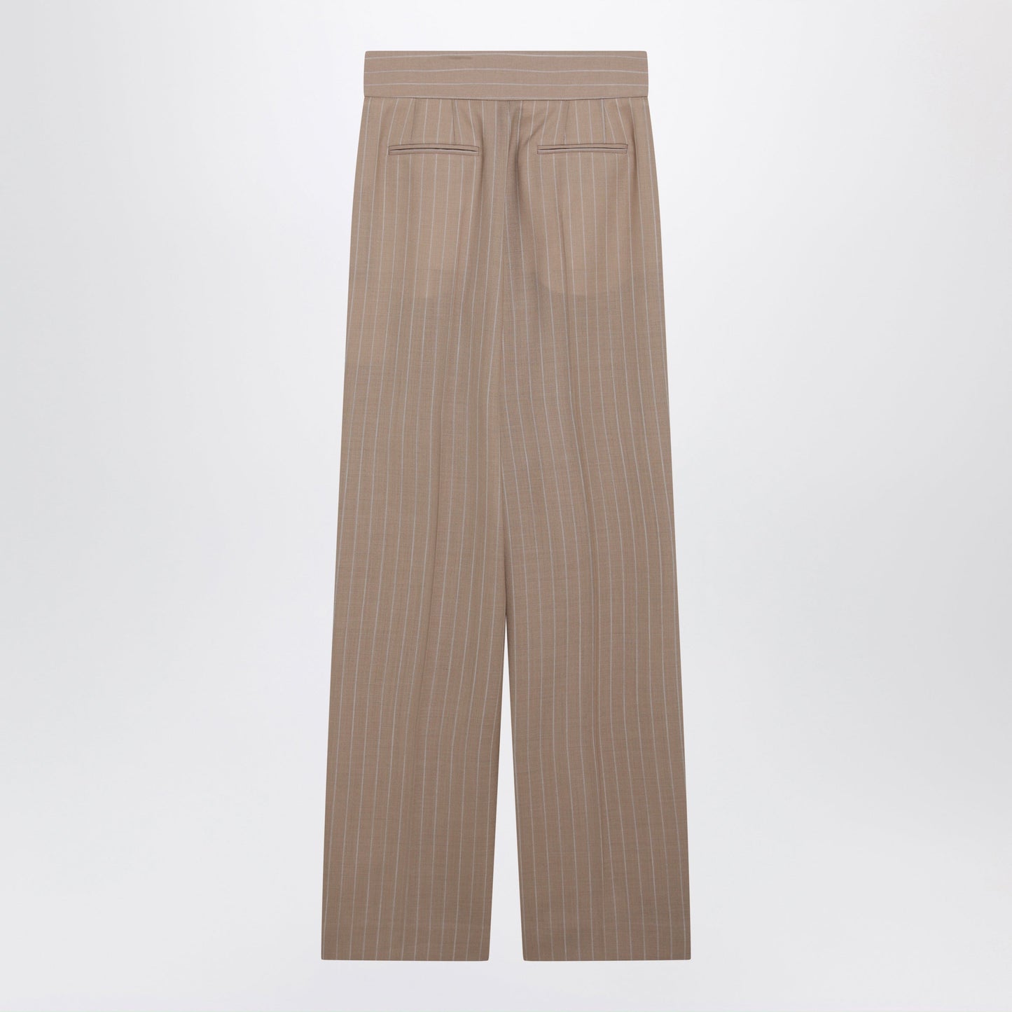 Valentino Mud-Colored Pinstripe Wool Trousers Women