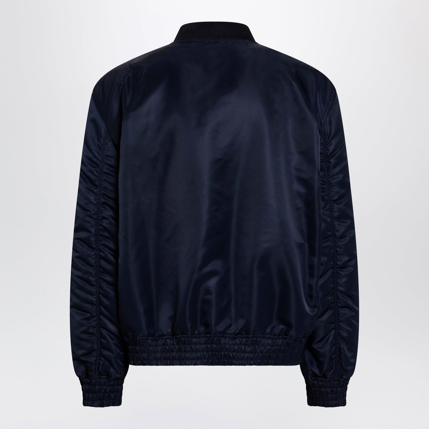 Valentino Shiny Navy Blue Zip-Up Bomber Jacket With Vlogo Men