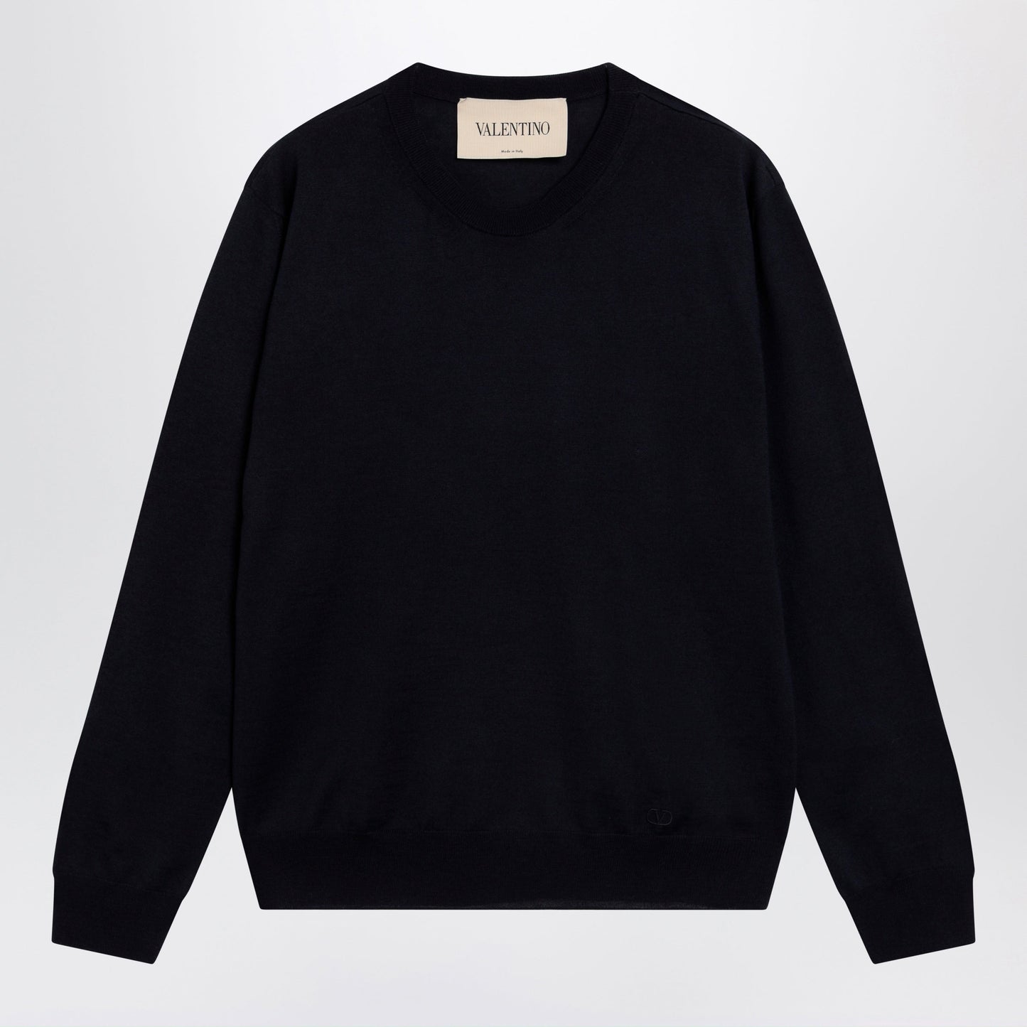 Valentino Navy Blue Wool Crewneck Sweater Men