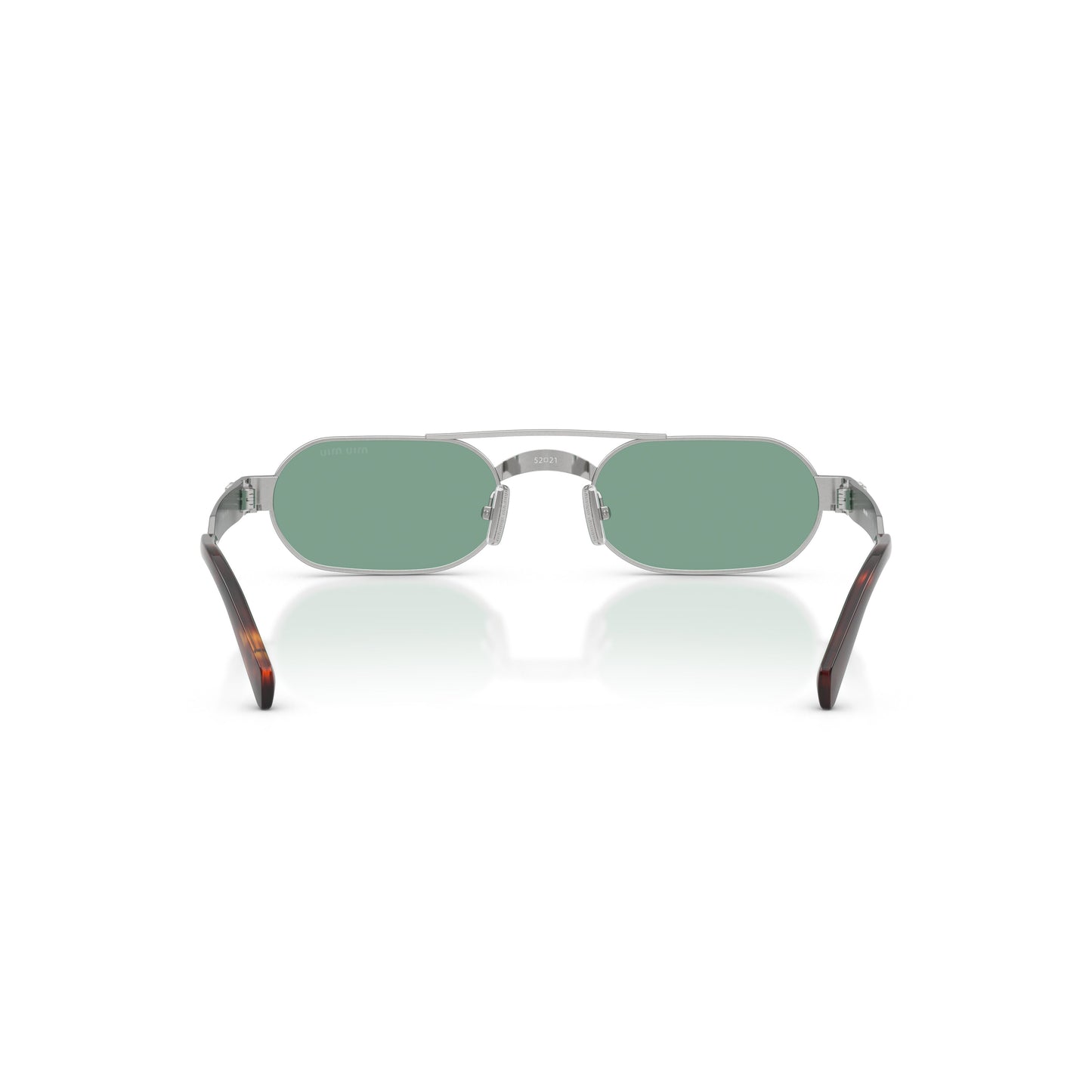 Rectangular Green Lens Sunglasses With Silver Metal Frame