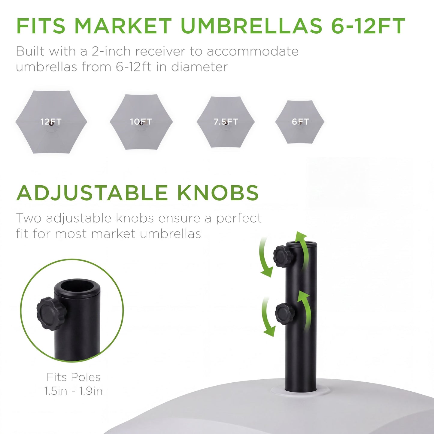 Best Choice Products Fillable Mobile Umbrella Base Heavy Duty Market Stand w/ Wheels, Locks, 123lb Capacity- Gray