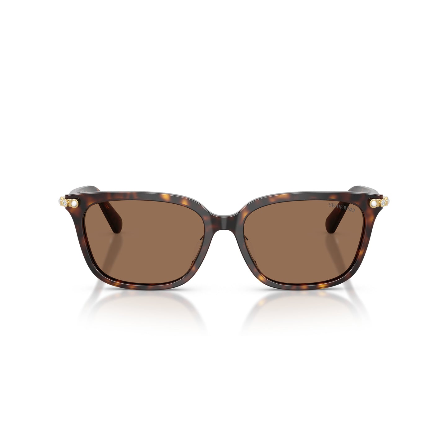 0Sk6064D Rectangular Tortoiseshell Sunglasses with Gold Accents