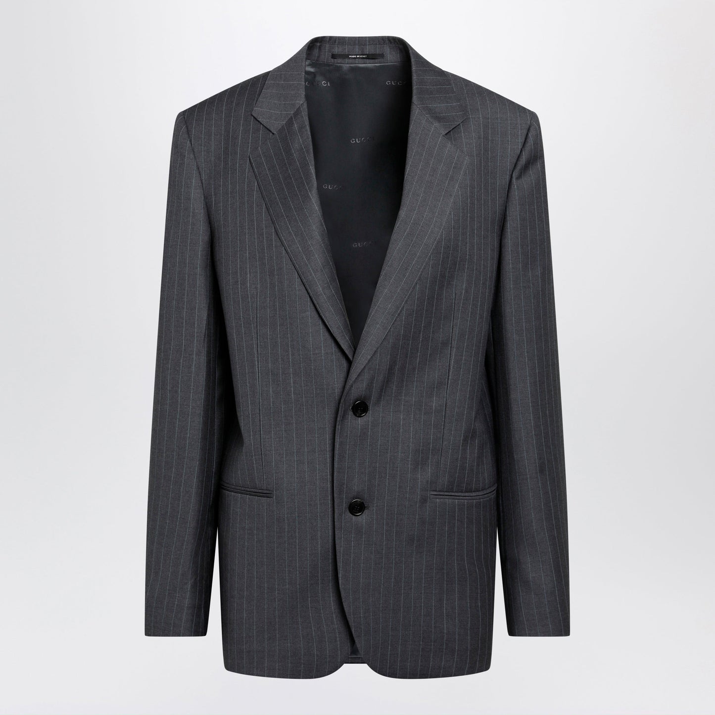 Gucci Grey/Light Blue Pinstripe Wool Jacket Women