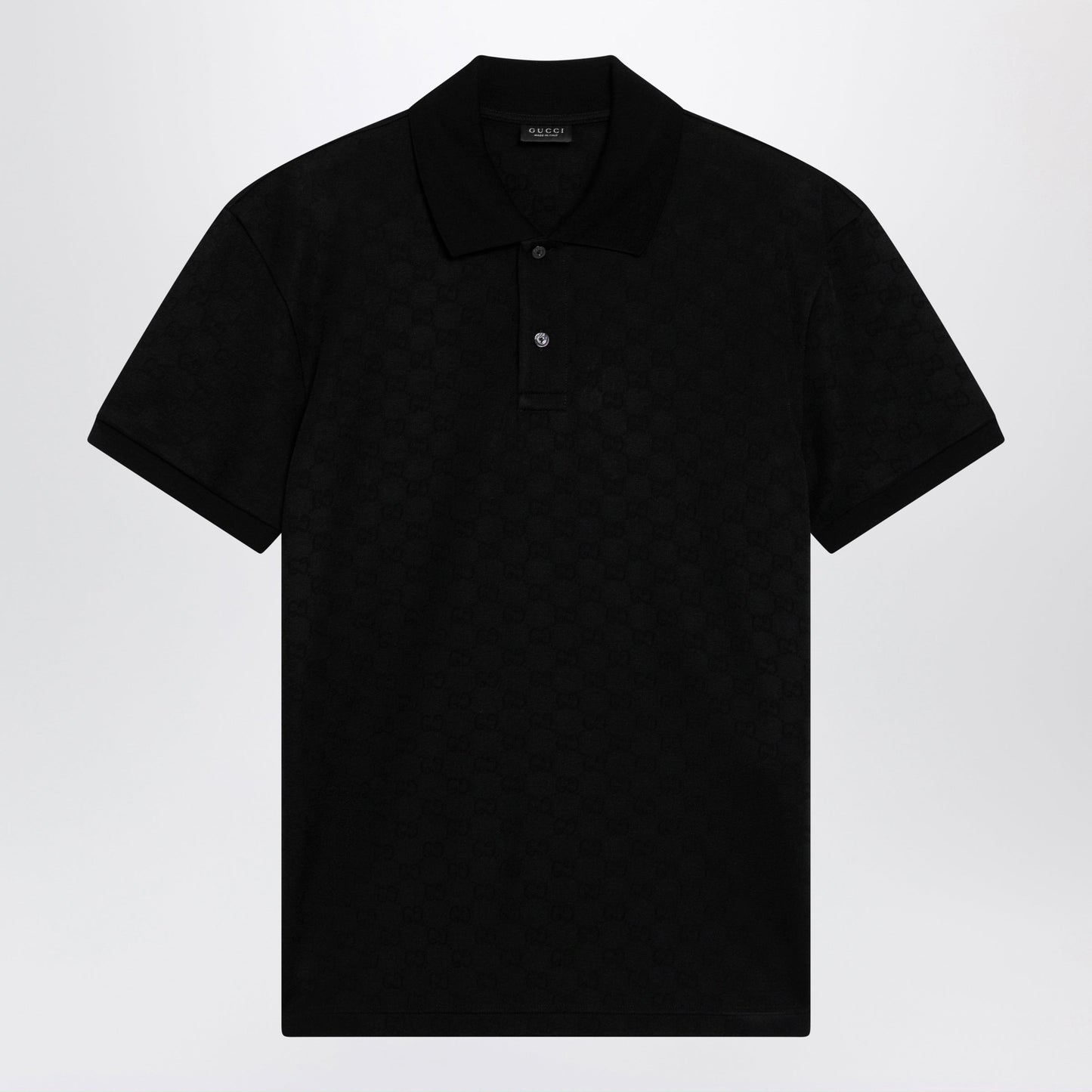 Gucci Black Gg Jacquard Technical Jersey Polo Shirt Men