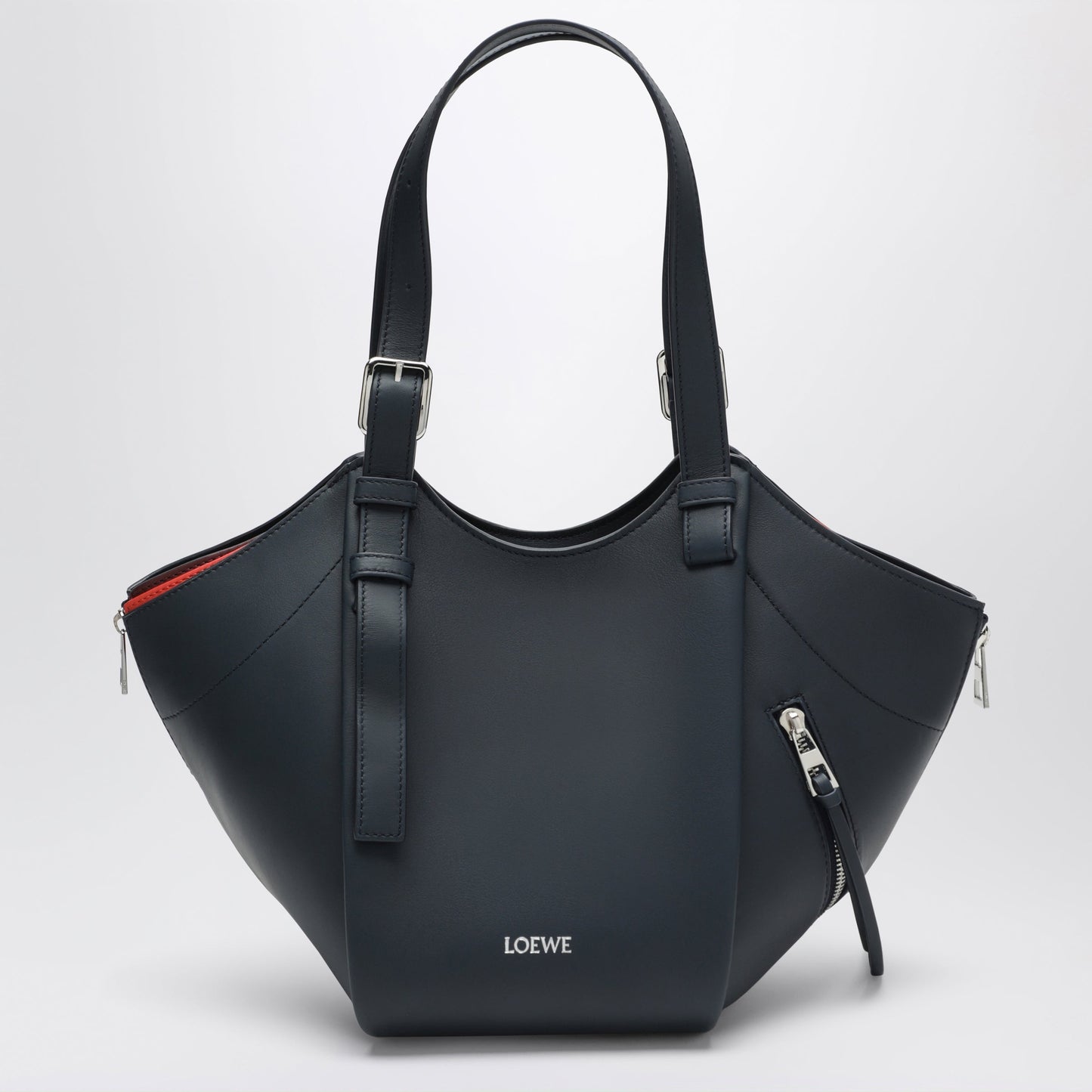 Loewe Dark Blue Layered Hammock Flip Leather Bag Women