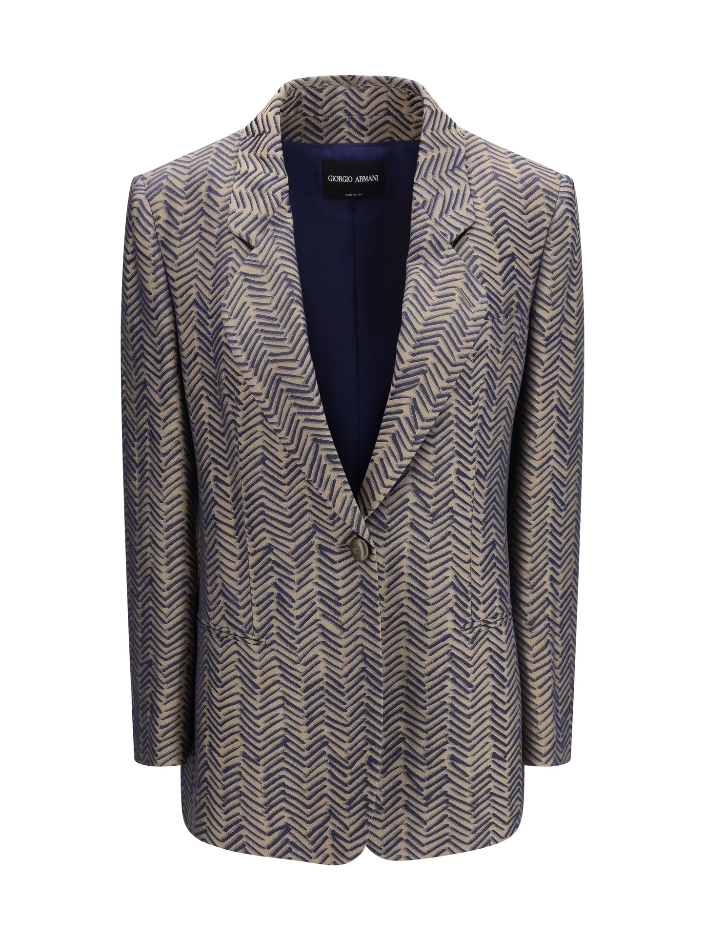 Giorgio Armani Women Single-Breasted Jacket Cchevron Jacquard Viscose
