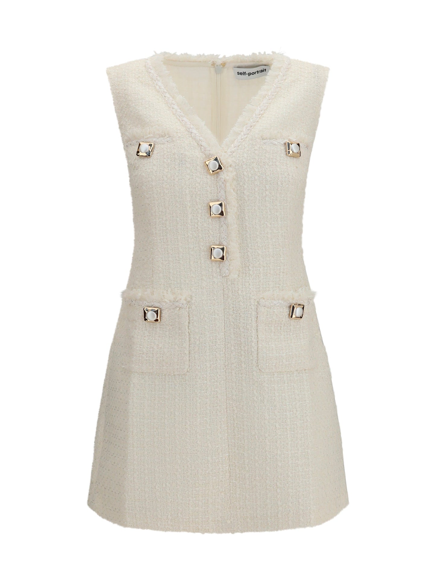 Self-Portrait Women Sleeveless Bouclé Mini Dress