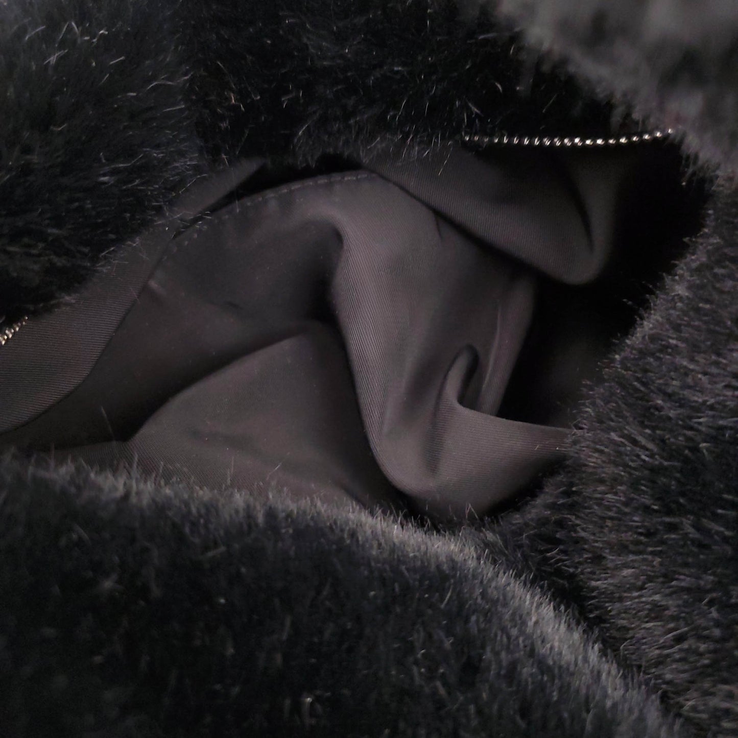 ALEXANDERWANG BLACK FAUX FUR MINI BAG WITH CRYSTAL LOGO DETAIL