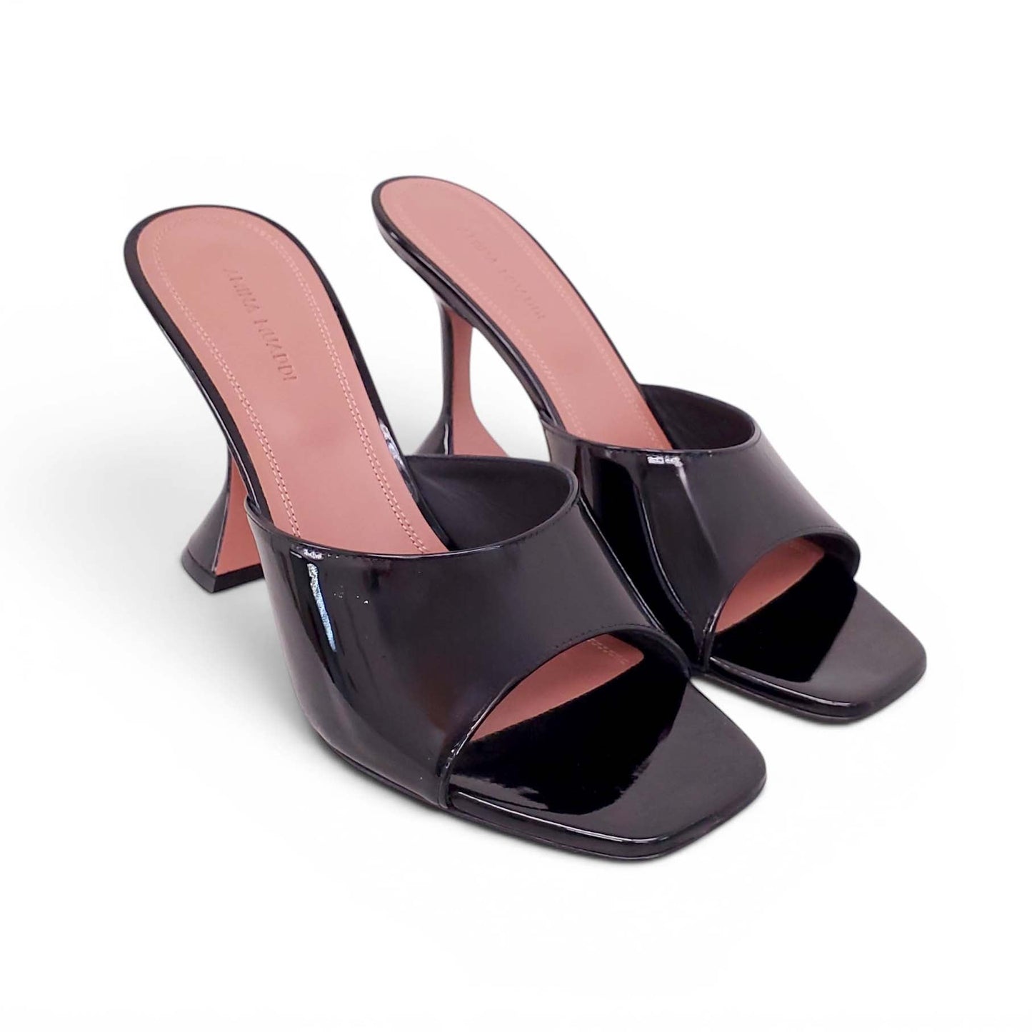 AMINA MUADDI BLACK 'LUPITA' IRIDESCENT LEATHER MULES - SIZE 40