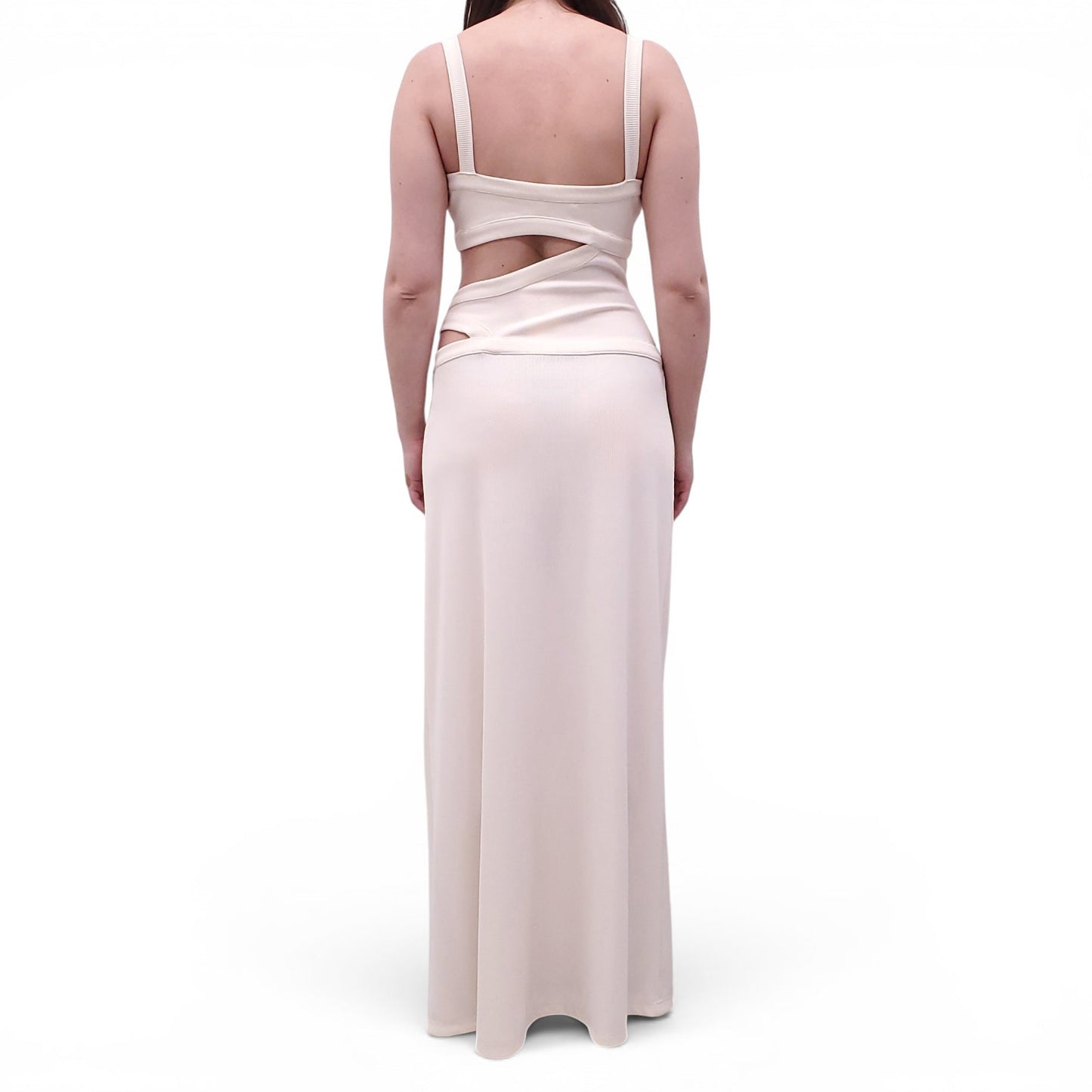 ARCINA ORI CREAM RIBBED CUT OUT DRESS - SIZE M