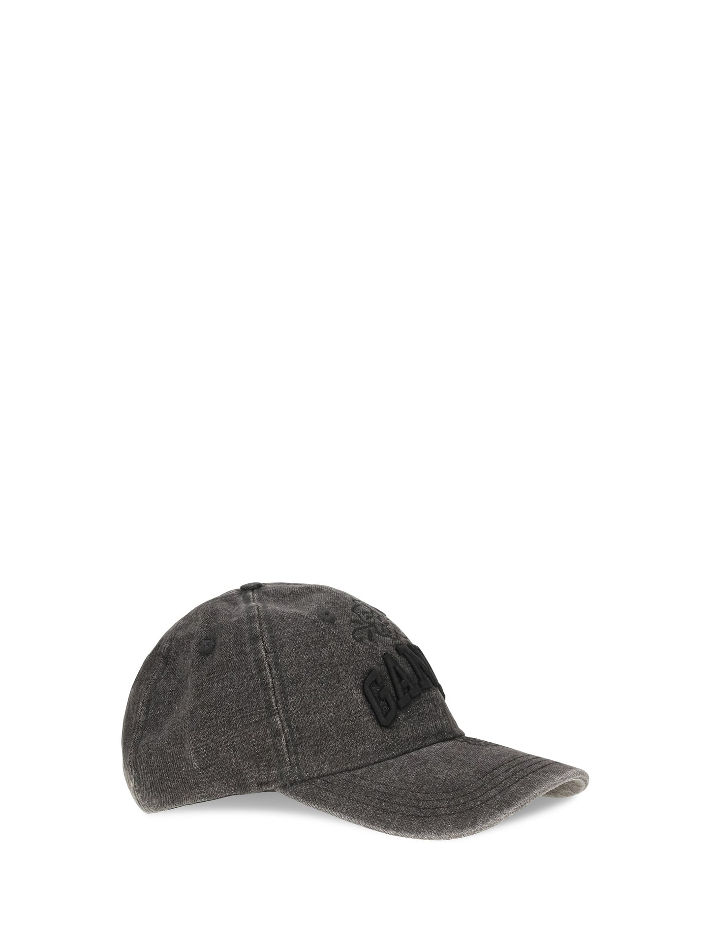 Ganni Women Baseball Cap In Embroidered Denim
