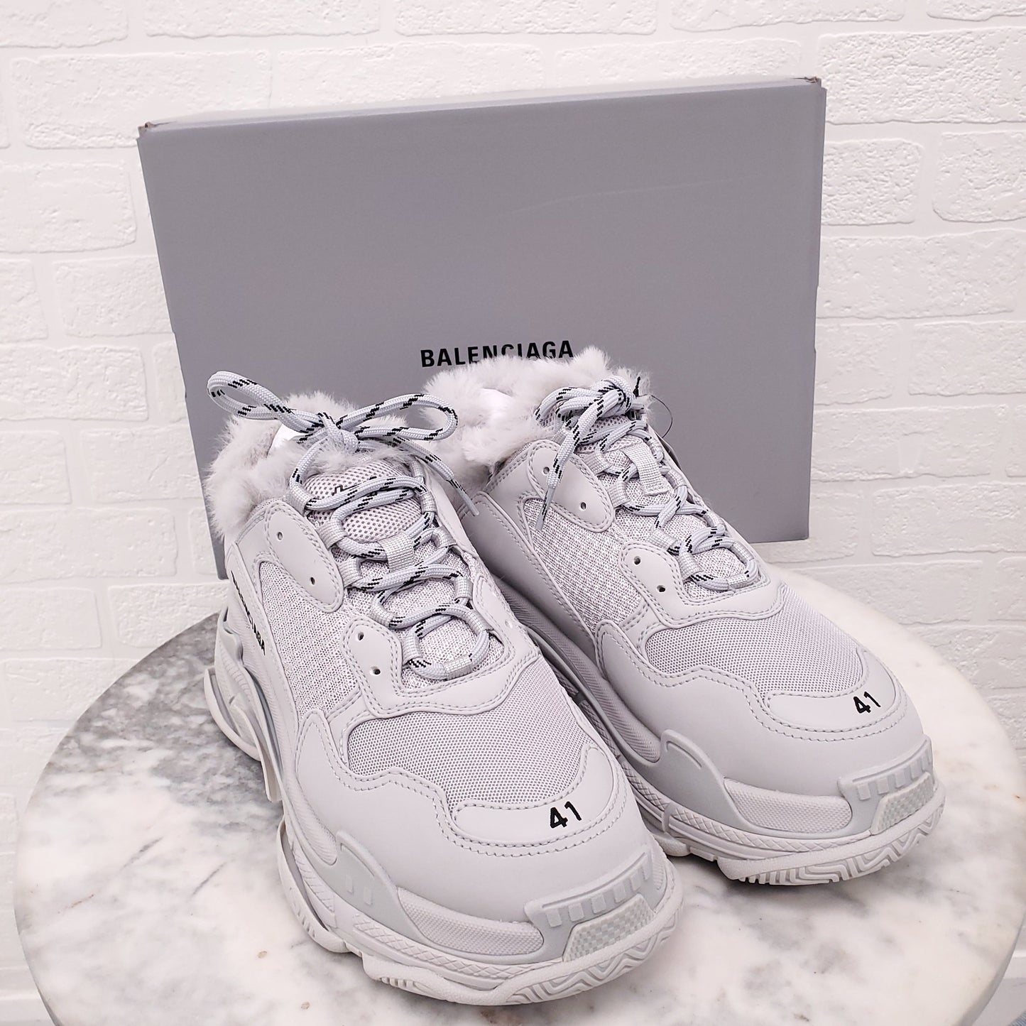 BALENCIAGA GREY TRIPLE S SNEAKERS - SIZE 41