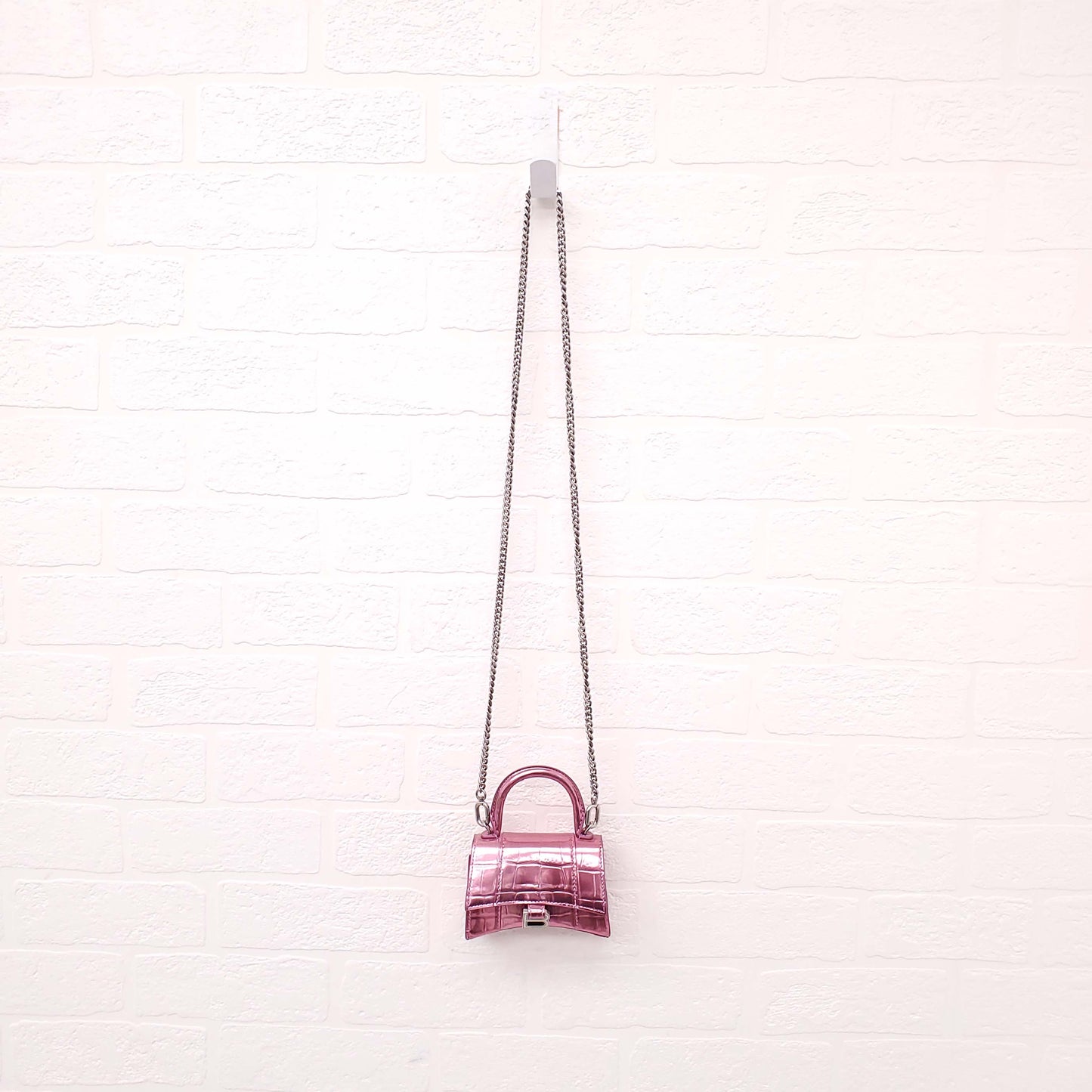 BALENCIAGA PINK HOURGLASS EXTREME MINI CROSSBODY BAG