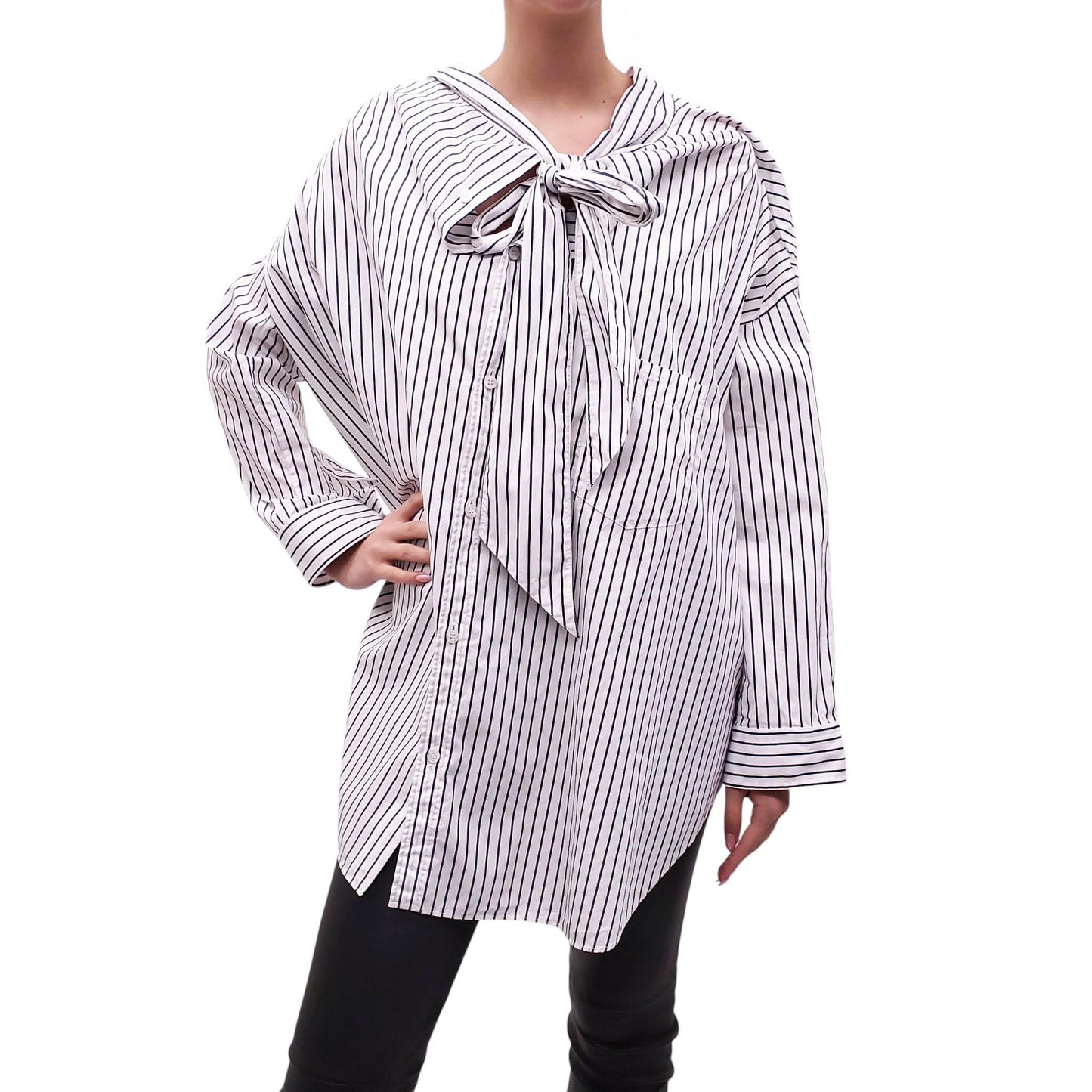 BALENCIAGA STRIPED OVERSZIED BLOUSE - SIZE 36