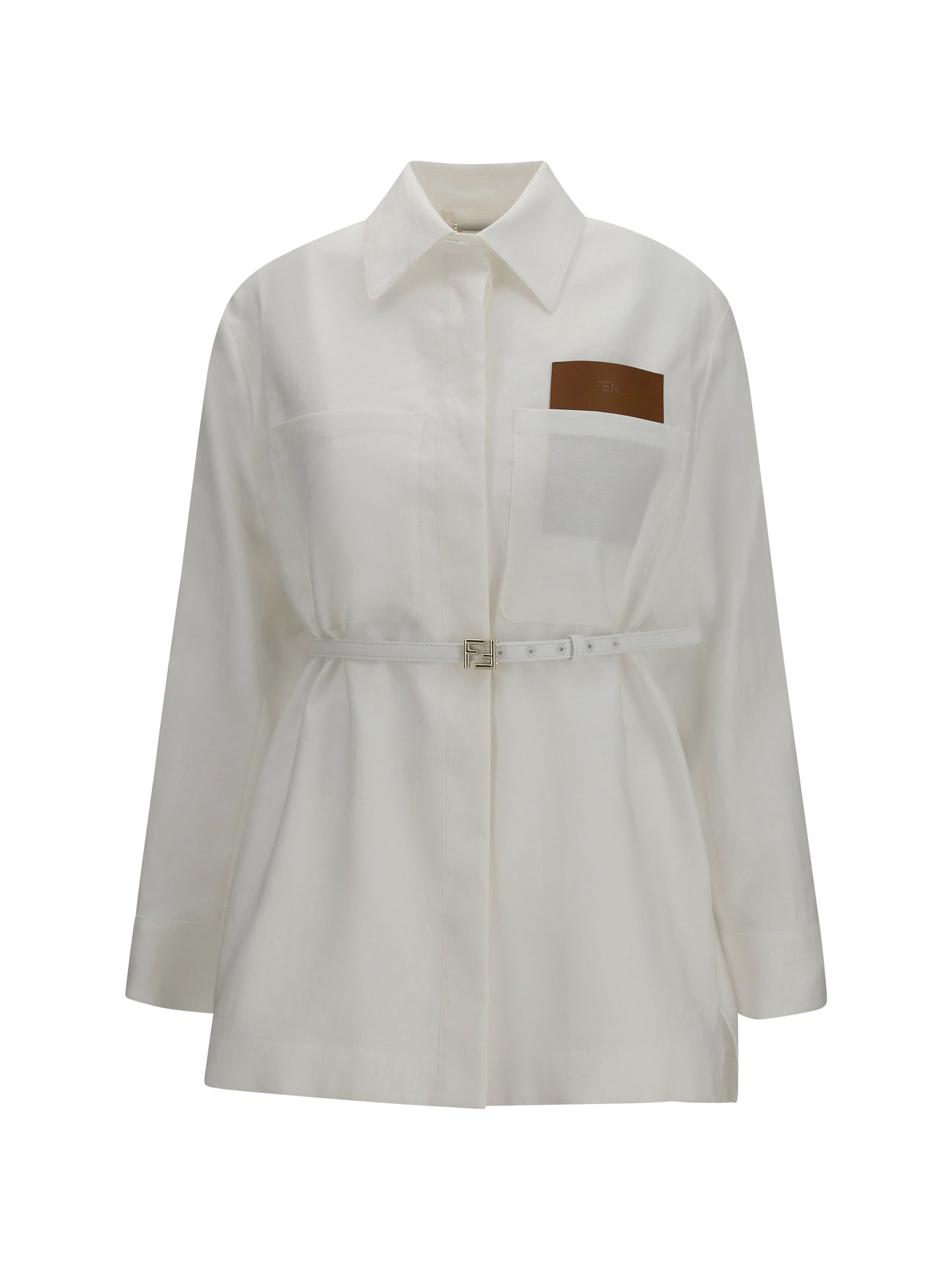 Fendi Women Linen And Cotton Belted Jacket
