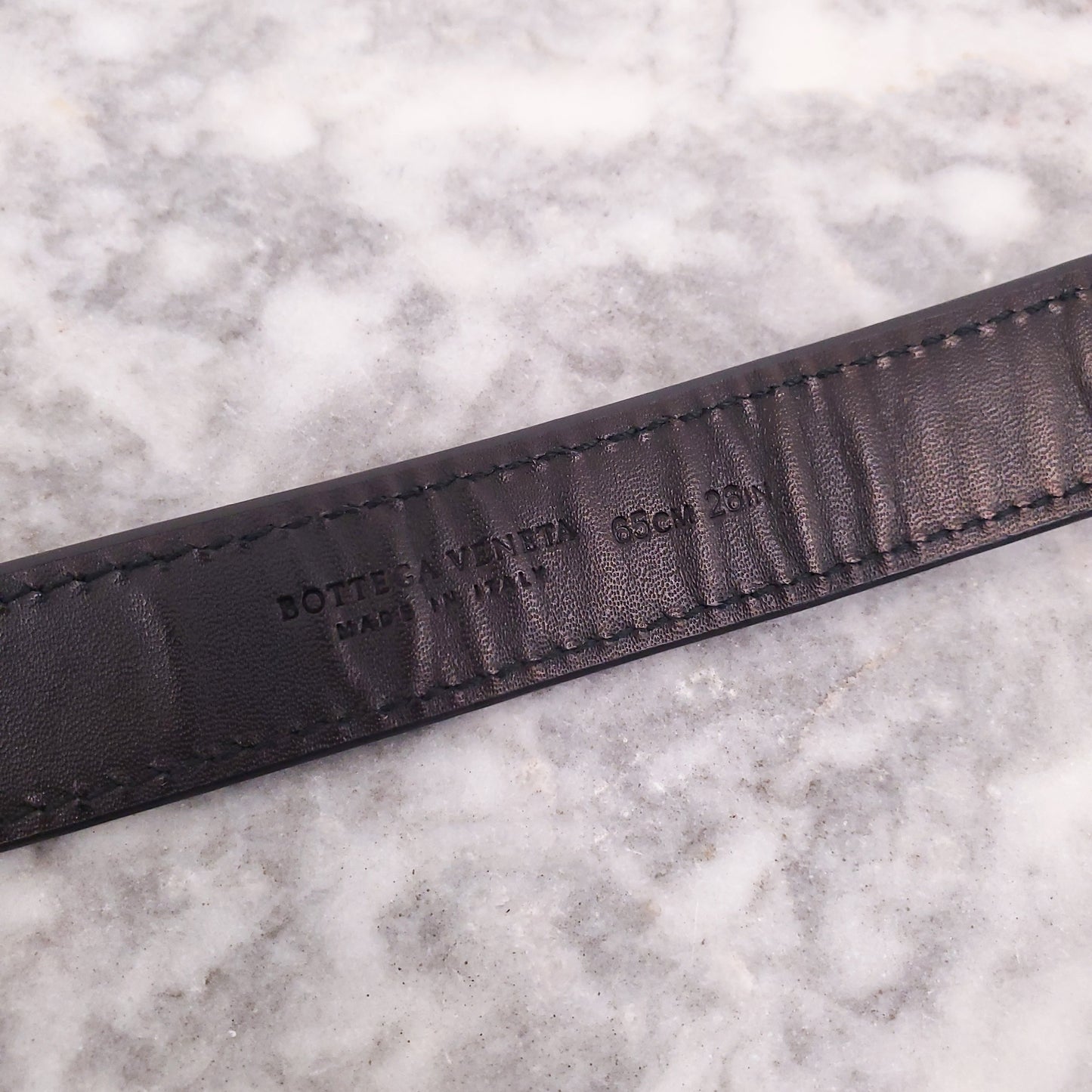 BOTTEGA VENETA SNAKESKIN BELT WITH SILVE DETAIL - SIZE 65