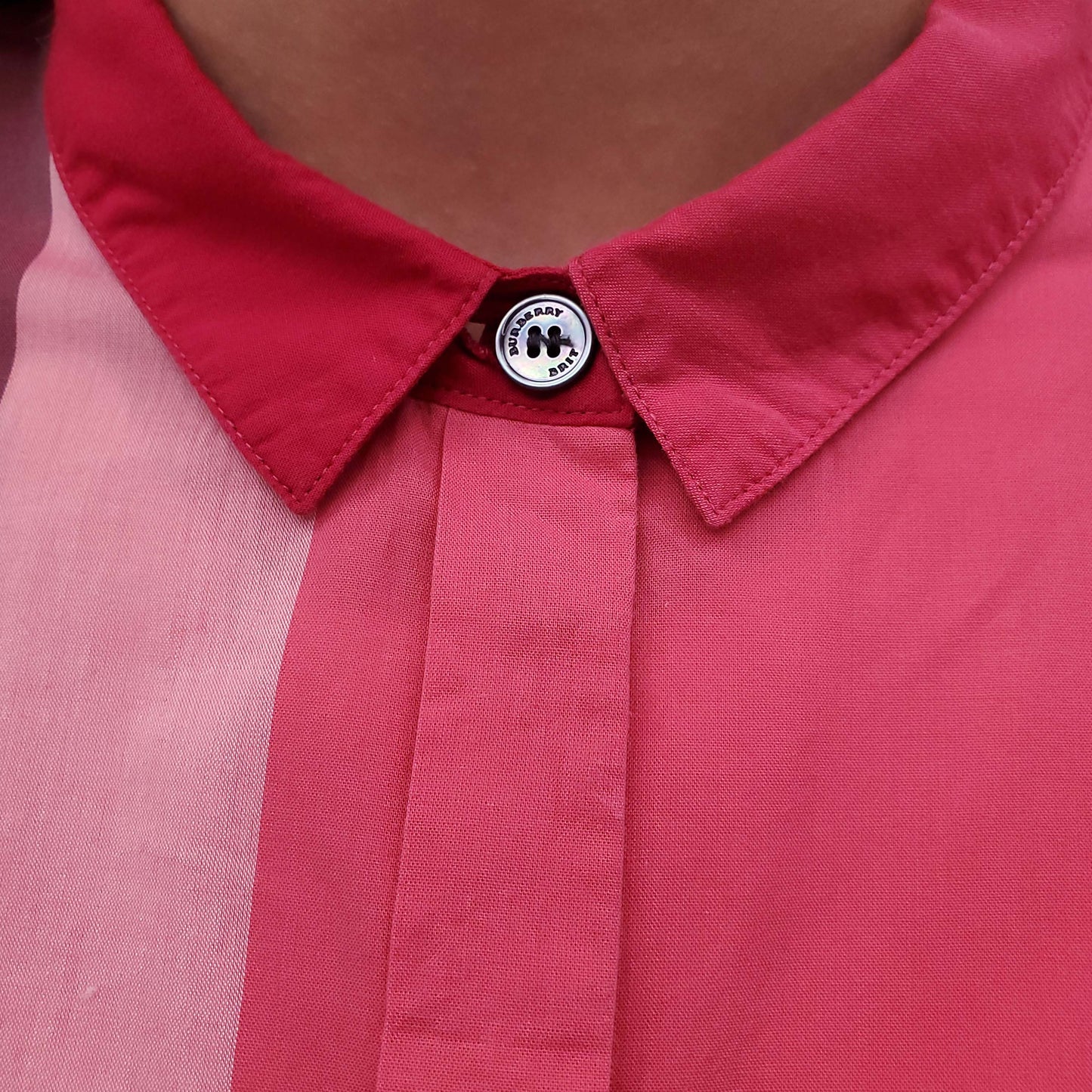 BURBERRY PINK PLAID DRESS SHIRT - SIZE M