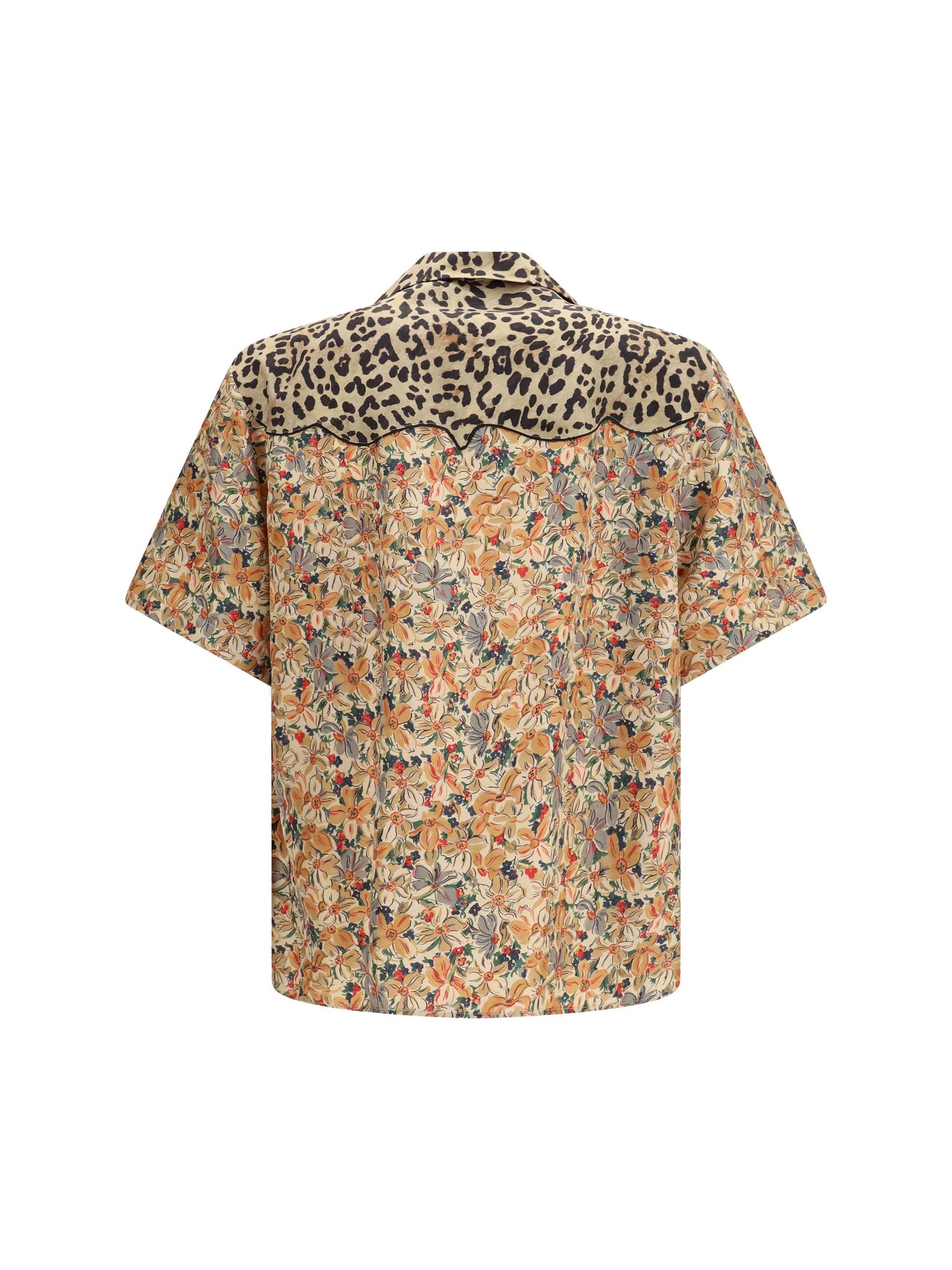 Valentino Men Short-Sleeve Floral And Leopard Print Shirt