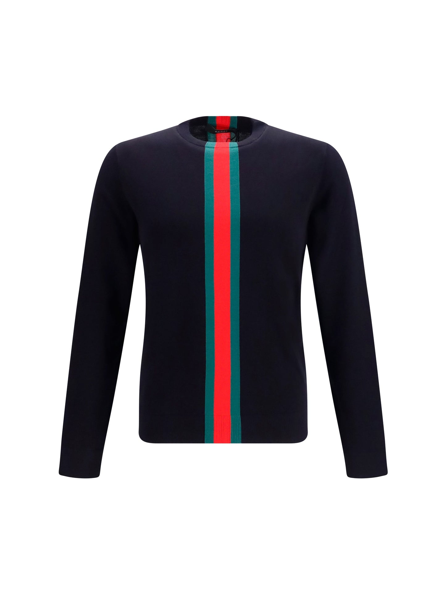 Gucci Men Knitted Cotton Sweater With Web Intarsi