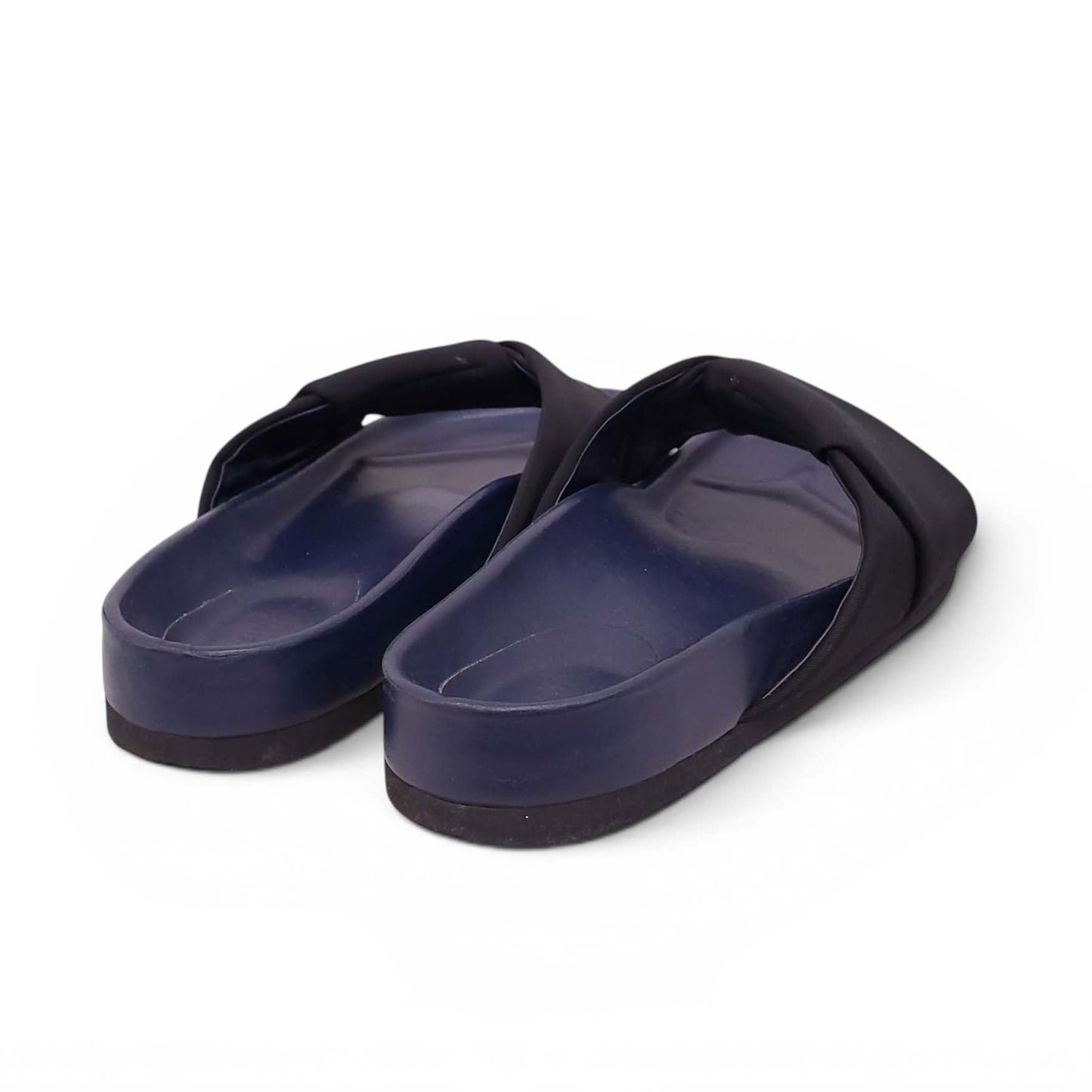 CELINE BLACK AND NAVY SLIDE SANDALS - SIZE 38