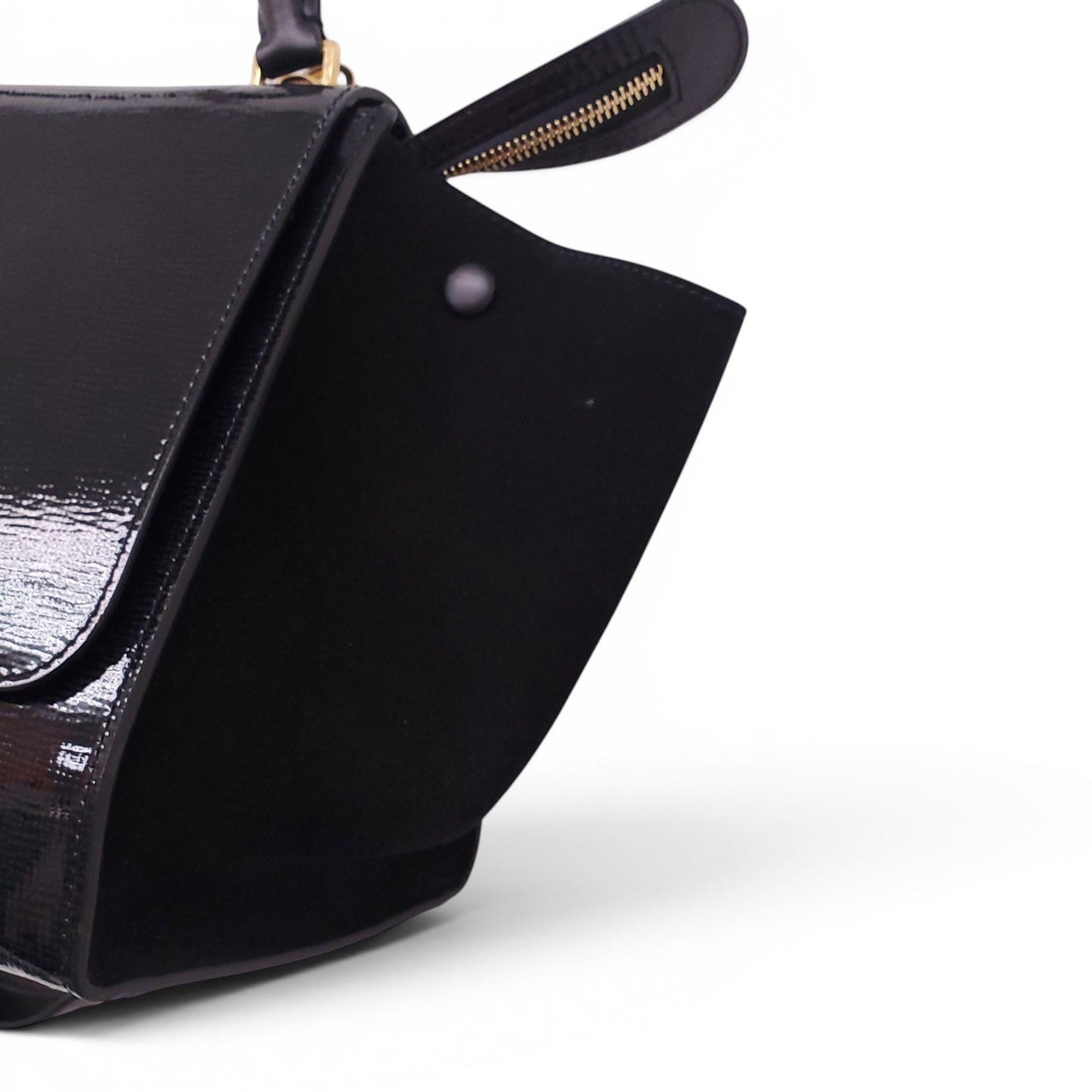 CELINE BLACK PATENT TRAPEZE BAG