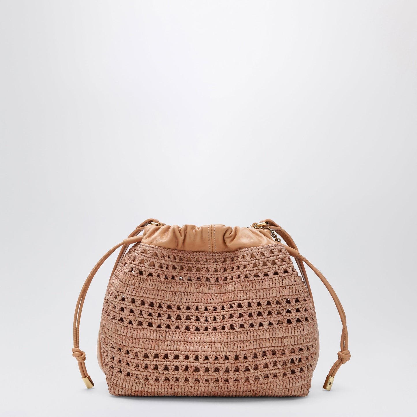 Chloe Mini Summer Banana Drawstring Raffia Bag In Beige Women