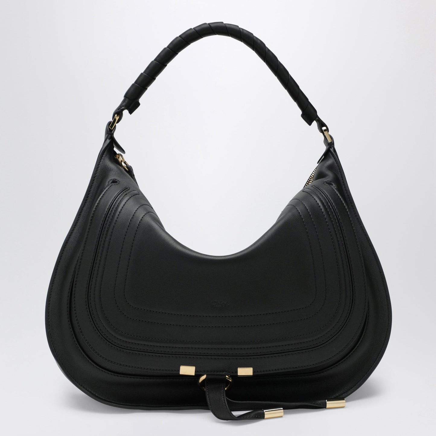 Chloe Black Leather Marcie Shoulder Bag Women