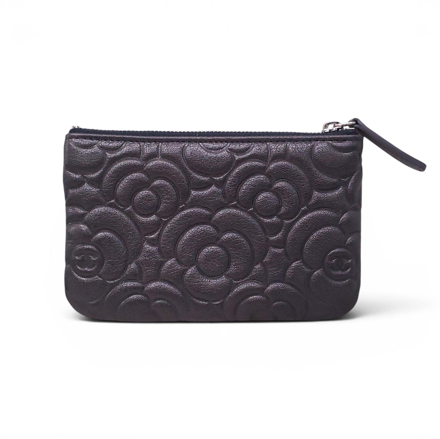 CHANEL BLACK CAMÉLIA KEY POUCH
