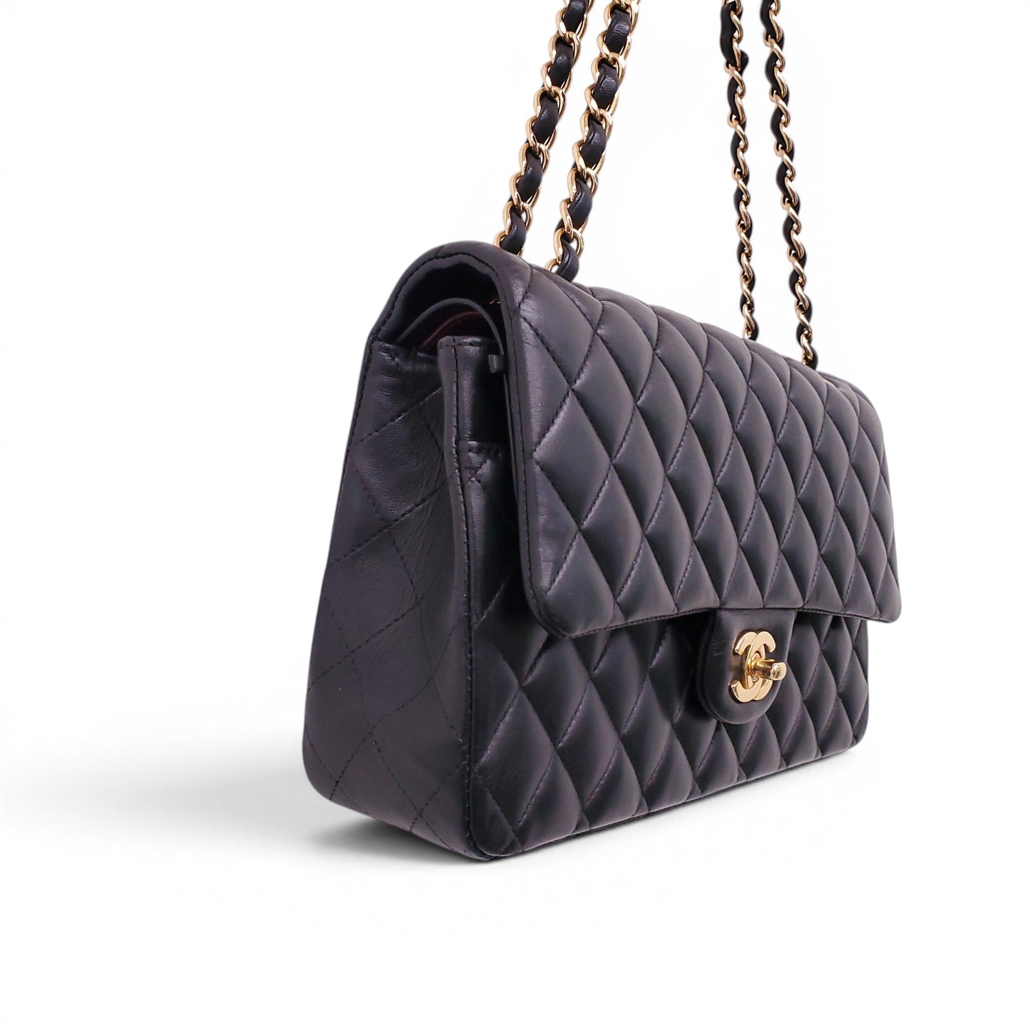 CHANEL MEDIUM BLACK CLASSIC LAMBSKIN DOUBLE FLAP BAG