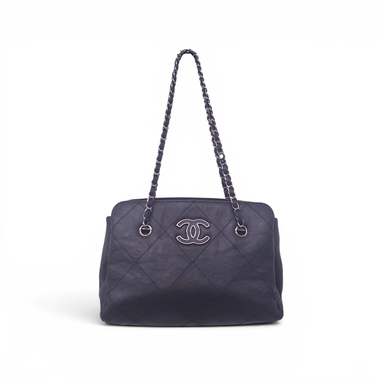CHANEL BLACK HAMPTONS SHOPPING TOTE BAG