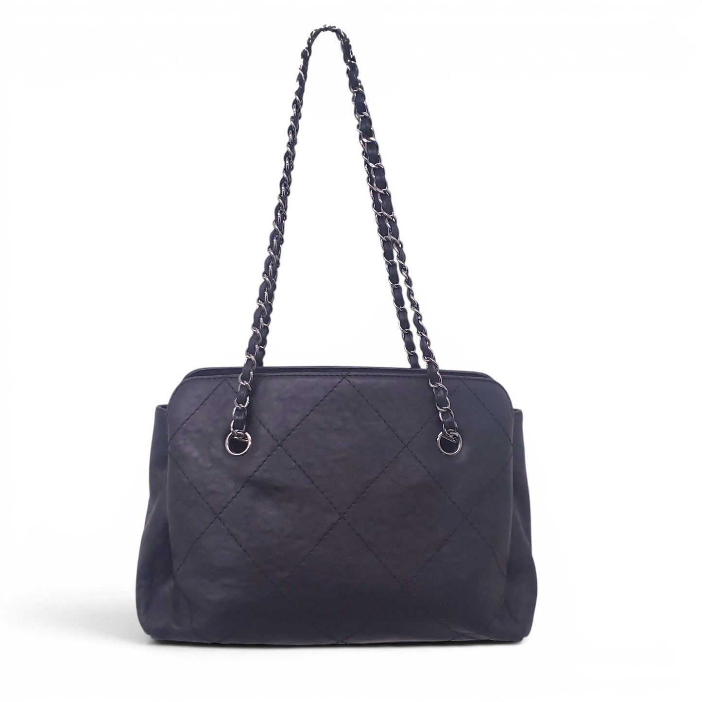 CHANEL BLACK HAMPTONS SHOPPING TOTE BAG