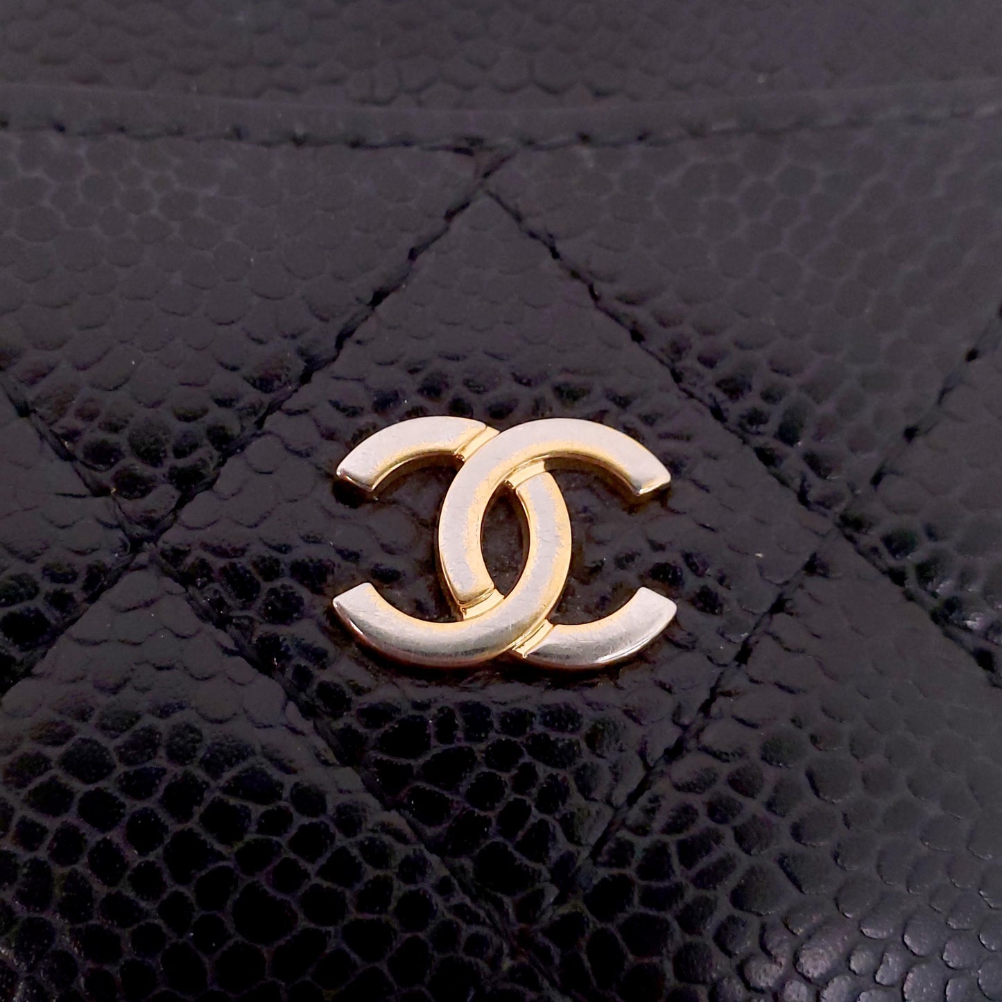 CHANEL BLACK LAMBSKIN LEATHER CARD HOLDER