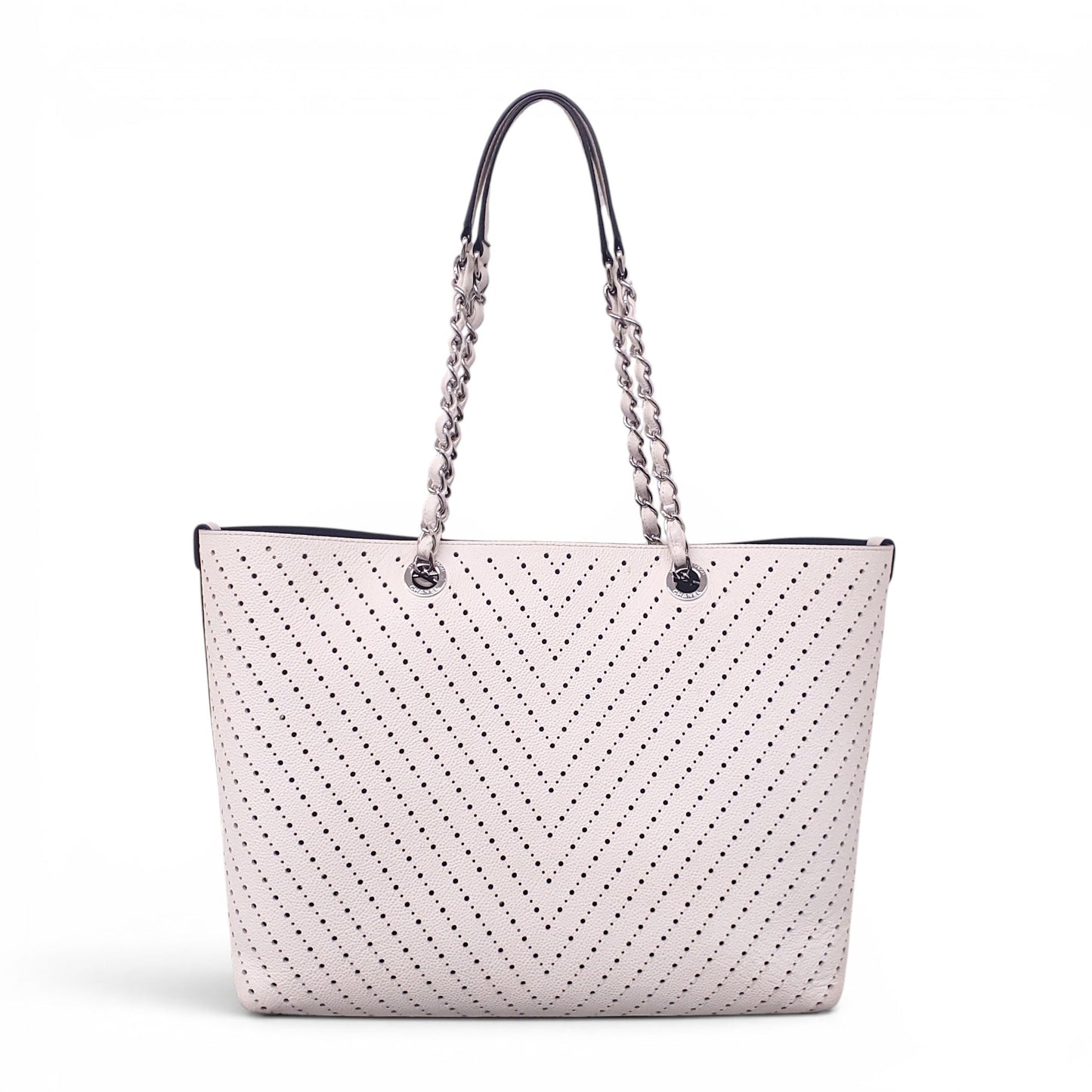 CHANEL CREAM PERFORATED TOTE BAG WITH CC LOGO
