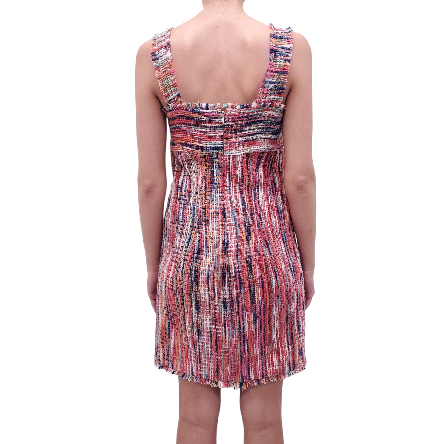 CHANEL MULTICOLOURED TWEED MINI DRESS - SIZE 40
