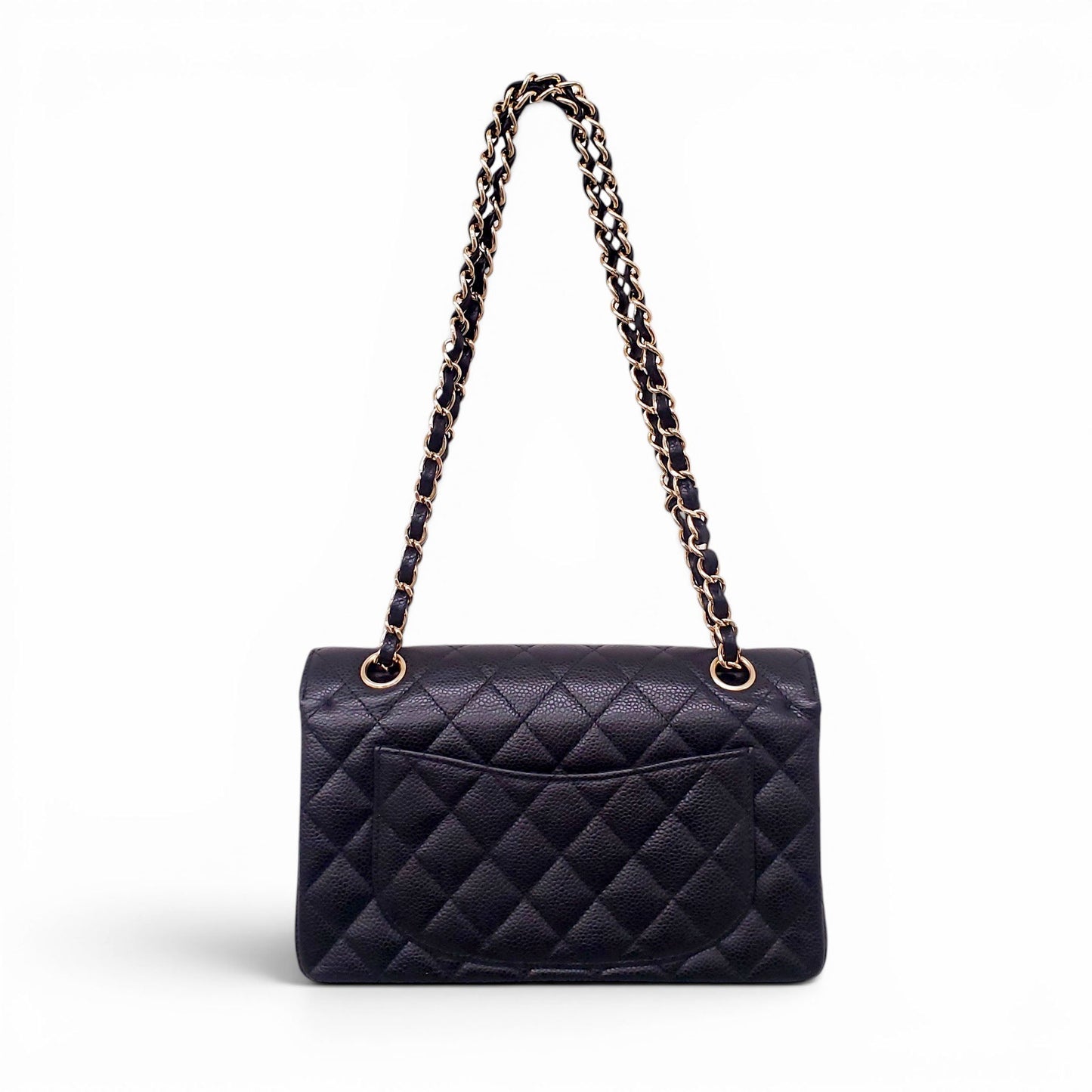 CHANEL SMALL BLACK CAVIAR LEATHER FLAP BAG