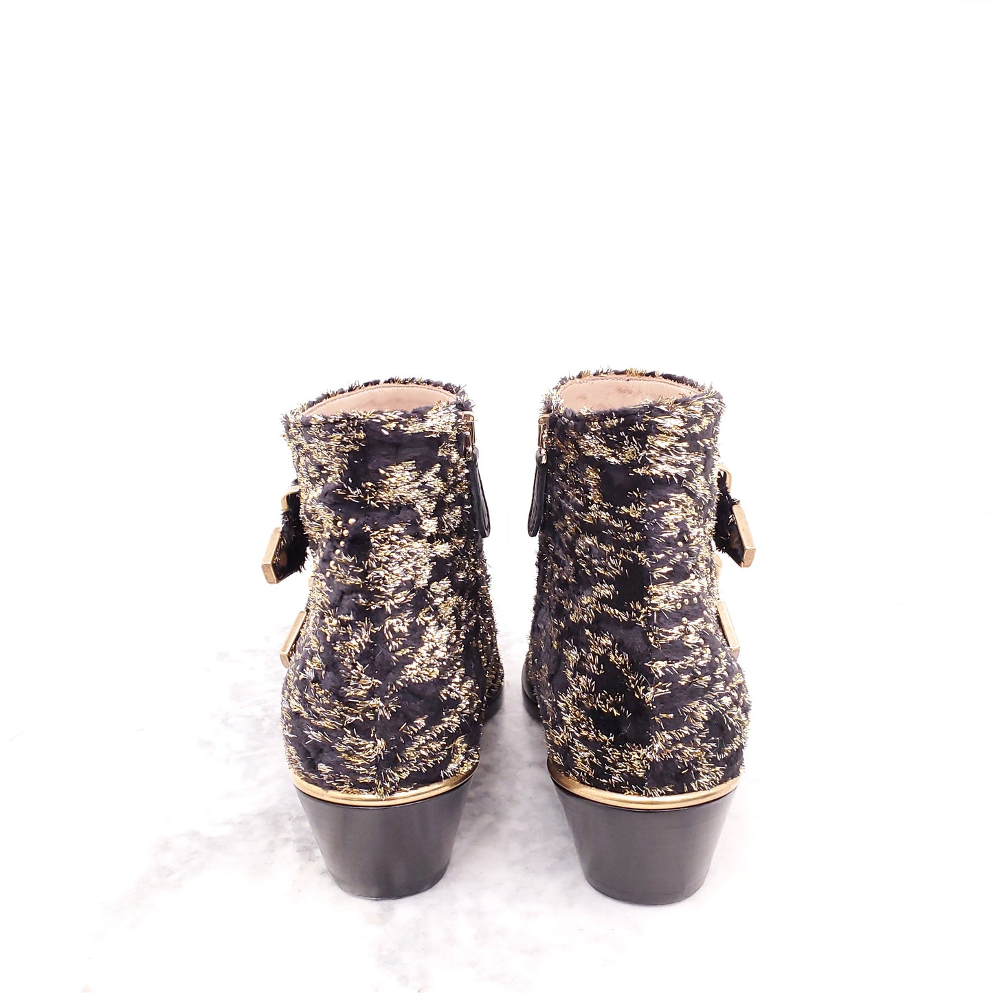 CHLOE METALLIC SUZANNE BOOTIES - SIZE 36.5