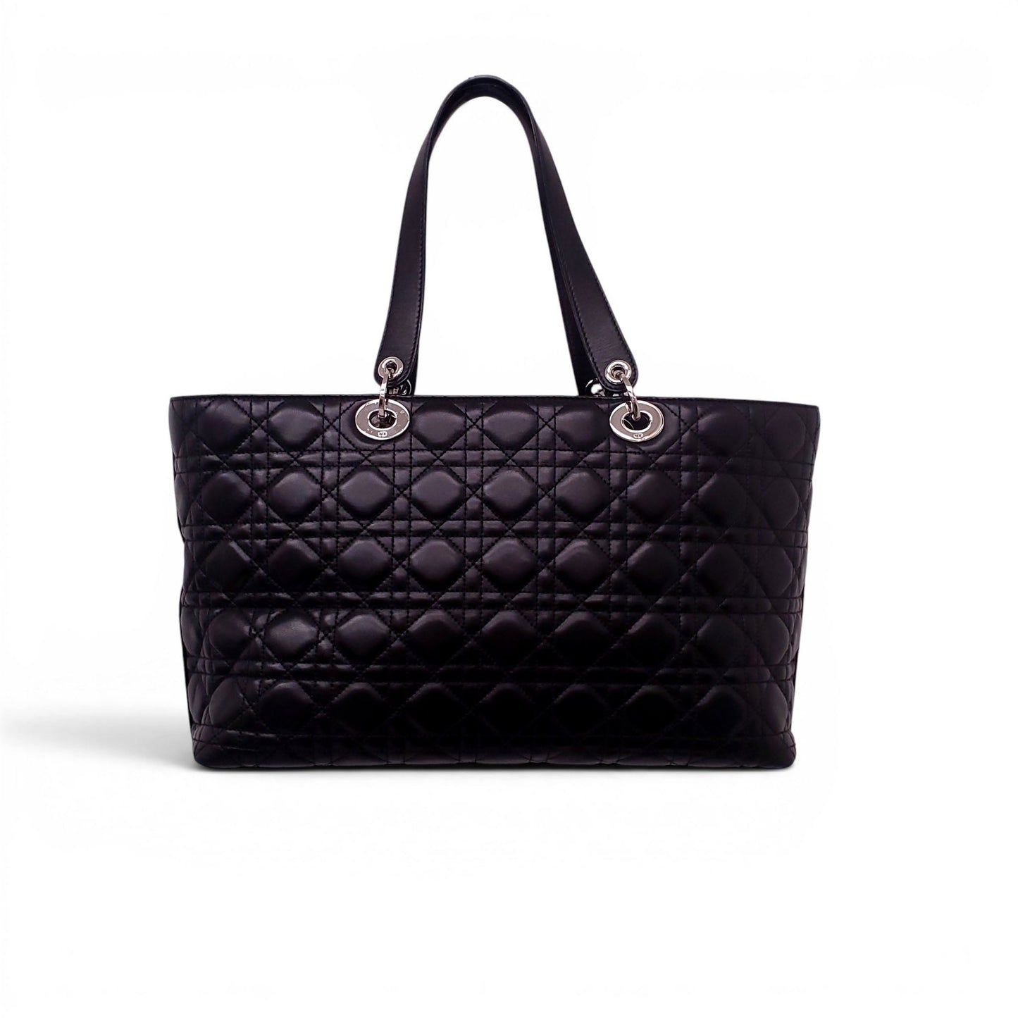 CHRISTIAN DIOR BLACK CANNAGE LADY DIOR TOTE BAG