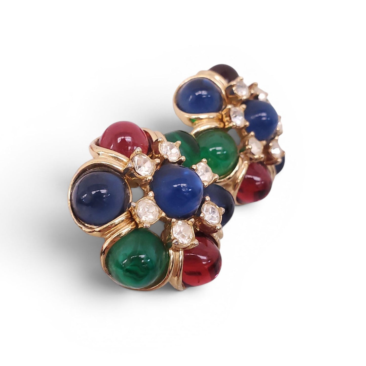 CINER VINTAGE GOLD MULTICOLOUR CLIP-ON EARRINGS