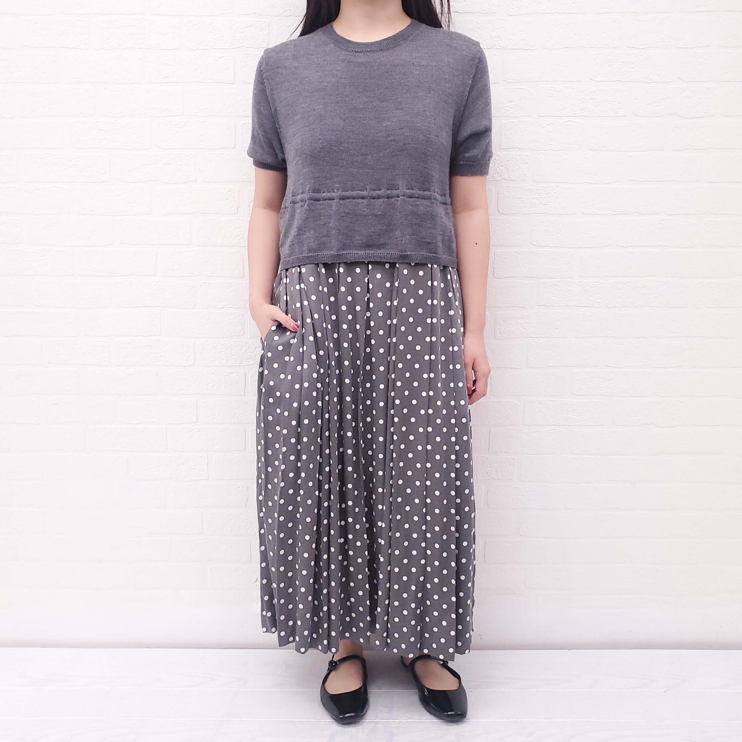 COMME DES GARÇONS GREY POLKA DOT SWEATER DRESS - SIZE S