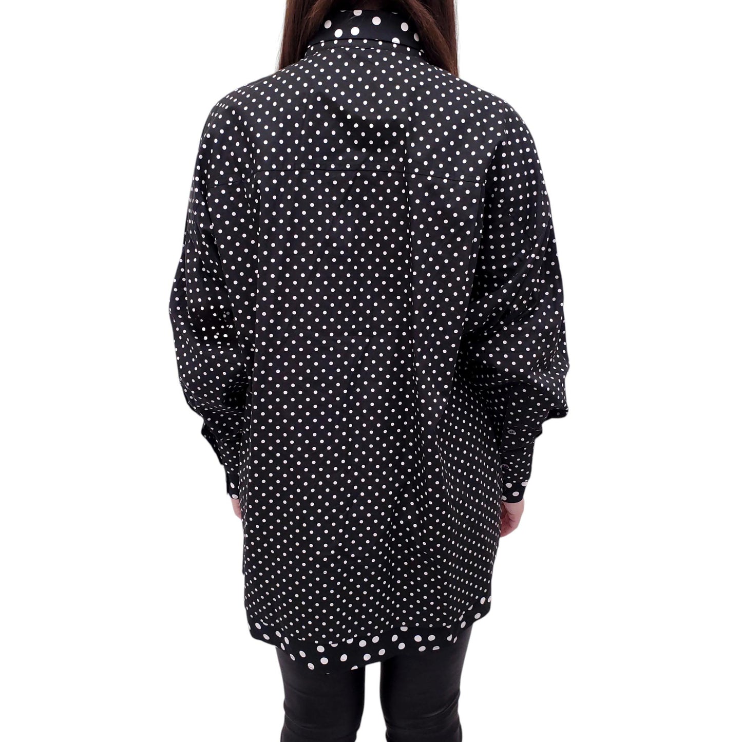 DOLCE & GABBANA BLACK AND WHITE POLKA DOT BLOUSE - SIZE 42