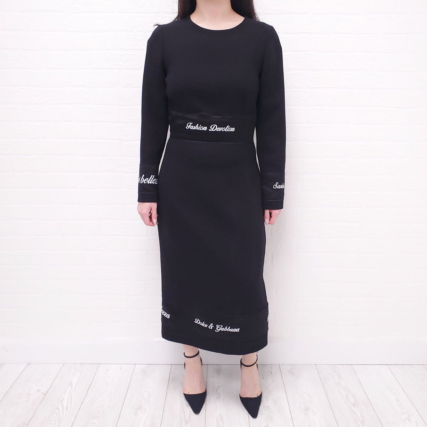 DOLCE & GABBANA BLACK 'FASHION DEVOTION' DRESS - SIZE 46