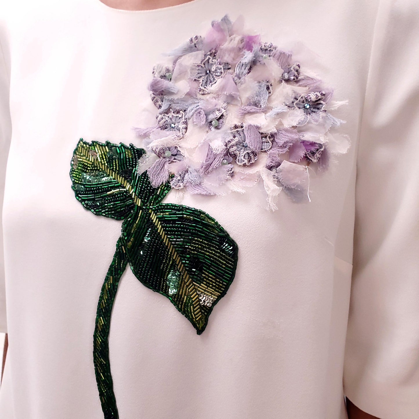 DOLCE & GABBANA CREAM FLORAL CRYSTAL DRESS - SIZE 46